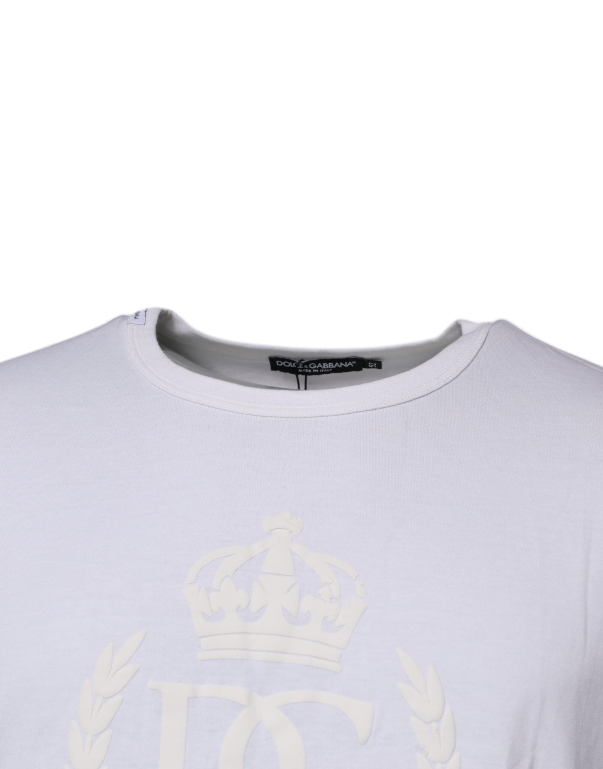 T-shirt en coton blanc Dolce & Gabbana avec logo embossé, col rond et design confortable.
