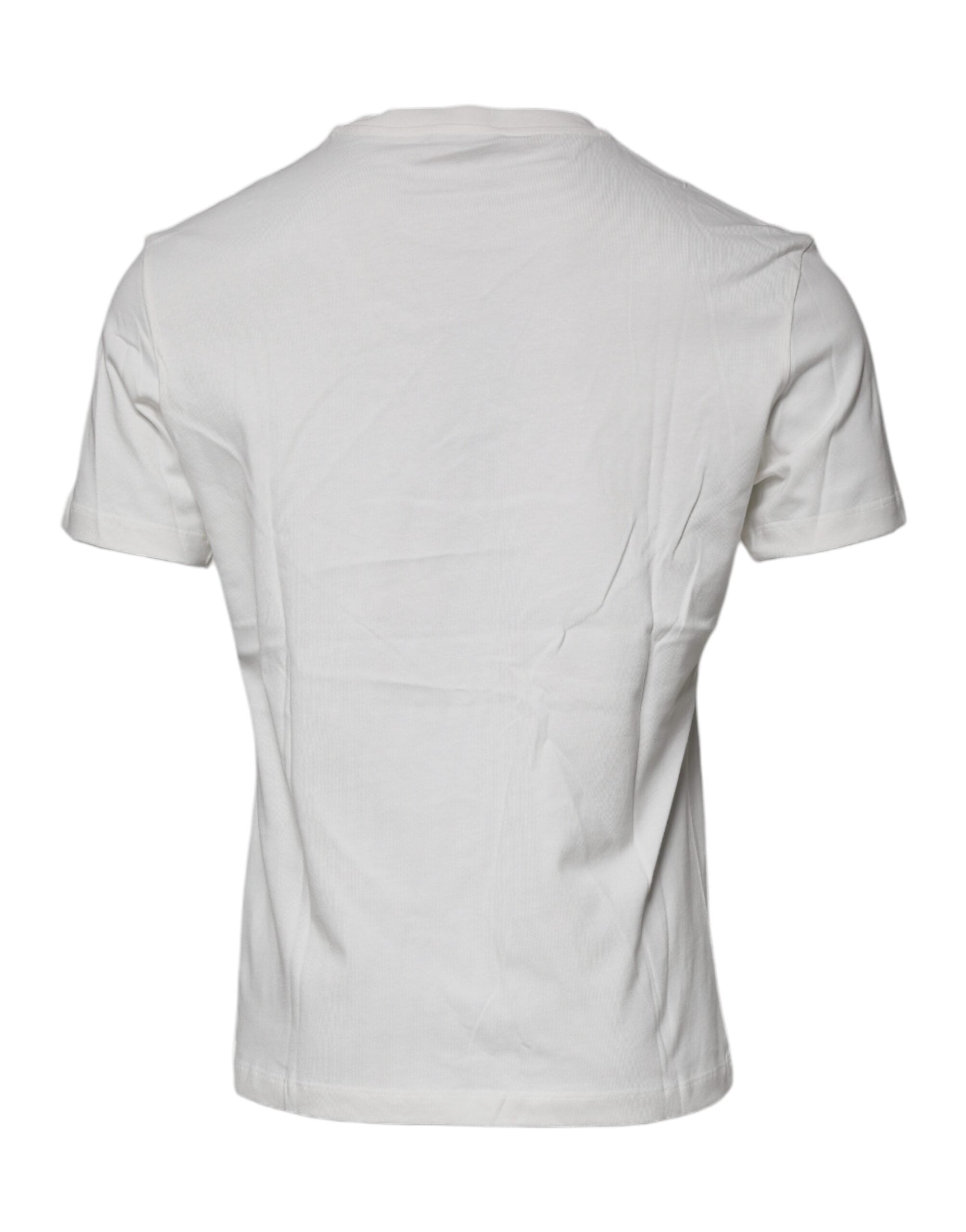 T-shirt blanc en coton Versace avec motif Medusa, col rond, style décontracté et élégant.