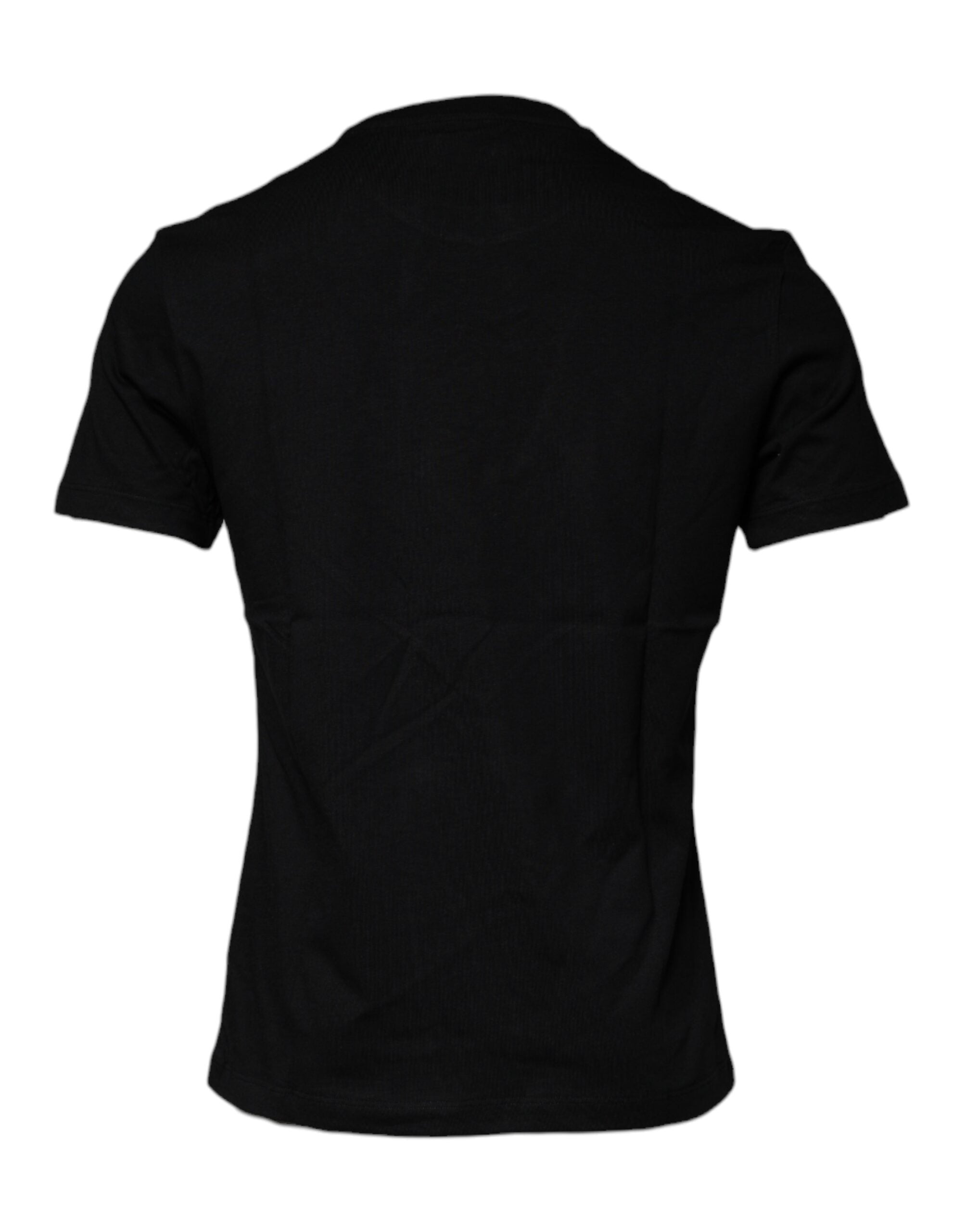 T-shirt en coton noir Versace avec imprimé Medusa, col rond et logo distinctif, style élégant et graphique.