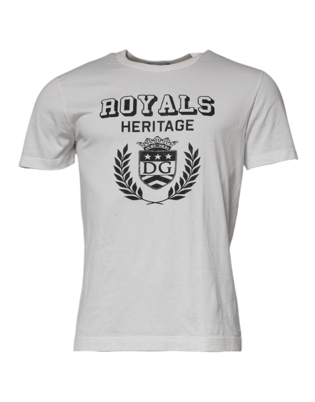 T-shirt blanc Dolce & Gabbana Royals Heritage en coton, vue de face avec logo et design élégant sur le devant.