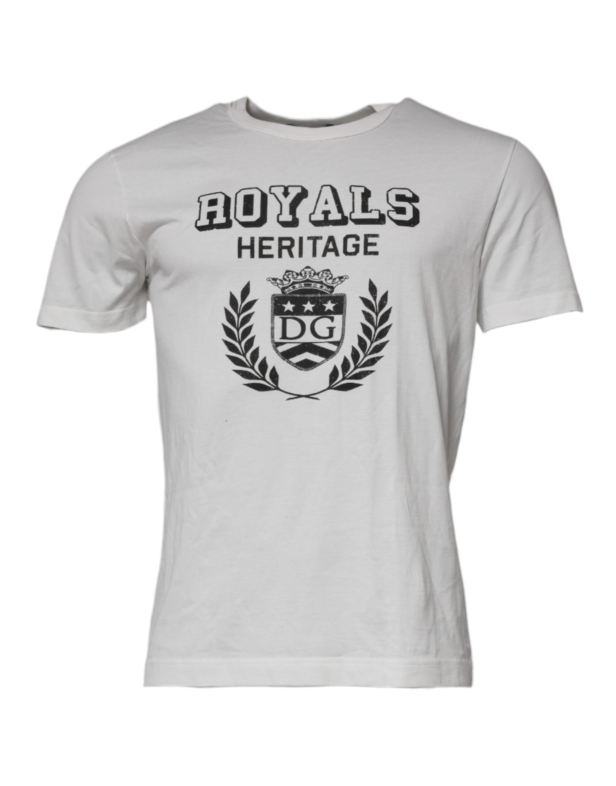 T-shirt blanc Dolce & Gabbana Royals Heritage en coton, vue de face avec logo et design élégant sur le devant.