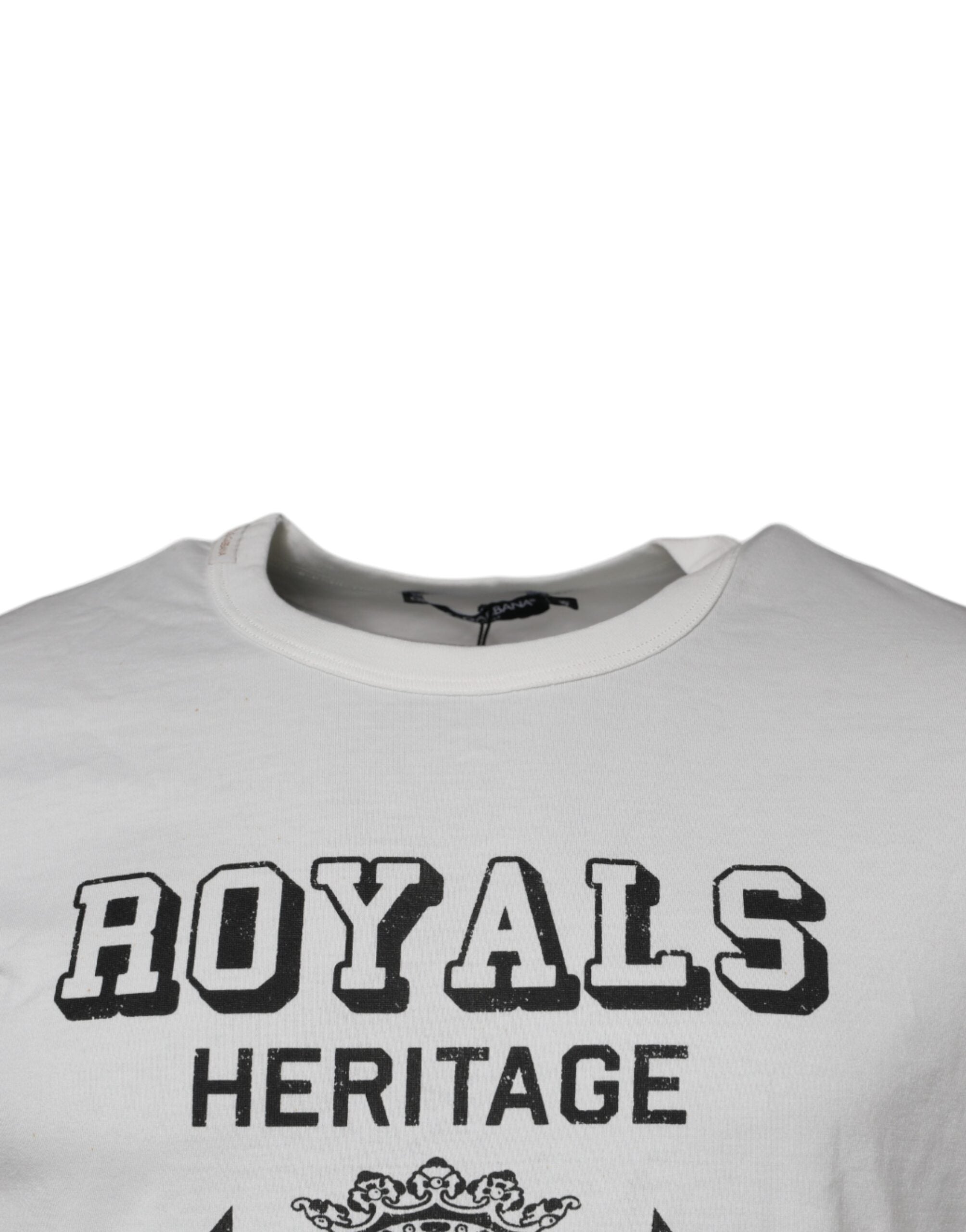 T-shirt blanche Dolce & Gabbana Royals Heritage en coton avec logo et design élégant, vue de face.