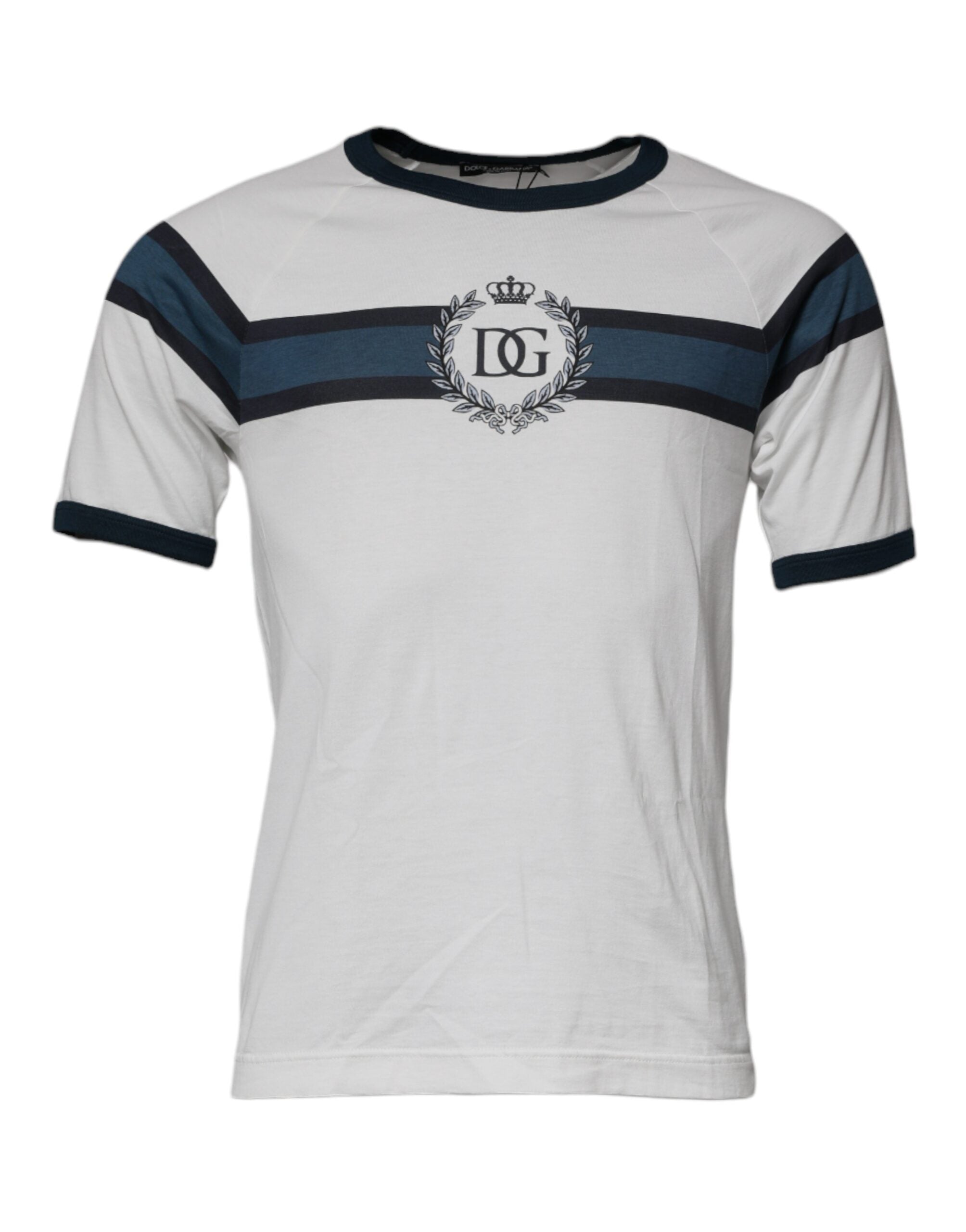 T-shirt blanc Dolce & Gabbana DG Crown en coton avec col rond, visible avec le logo de la couronne sur le devant.