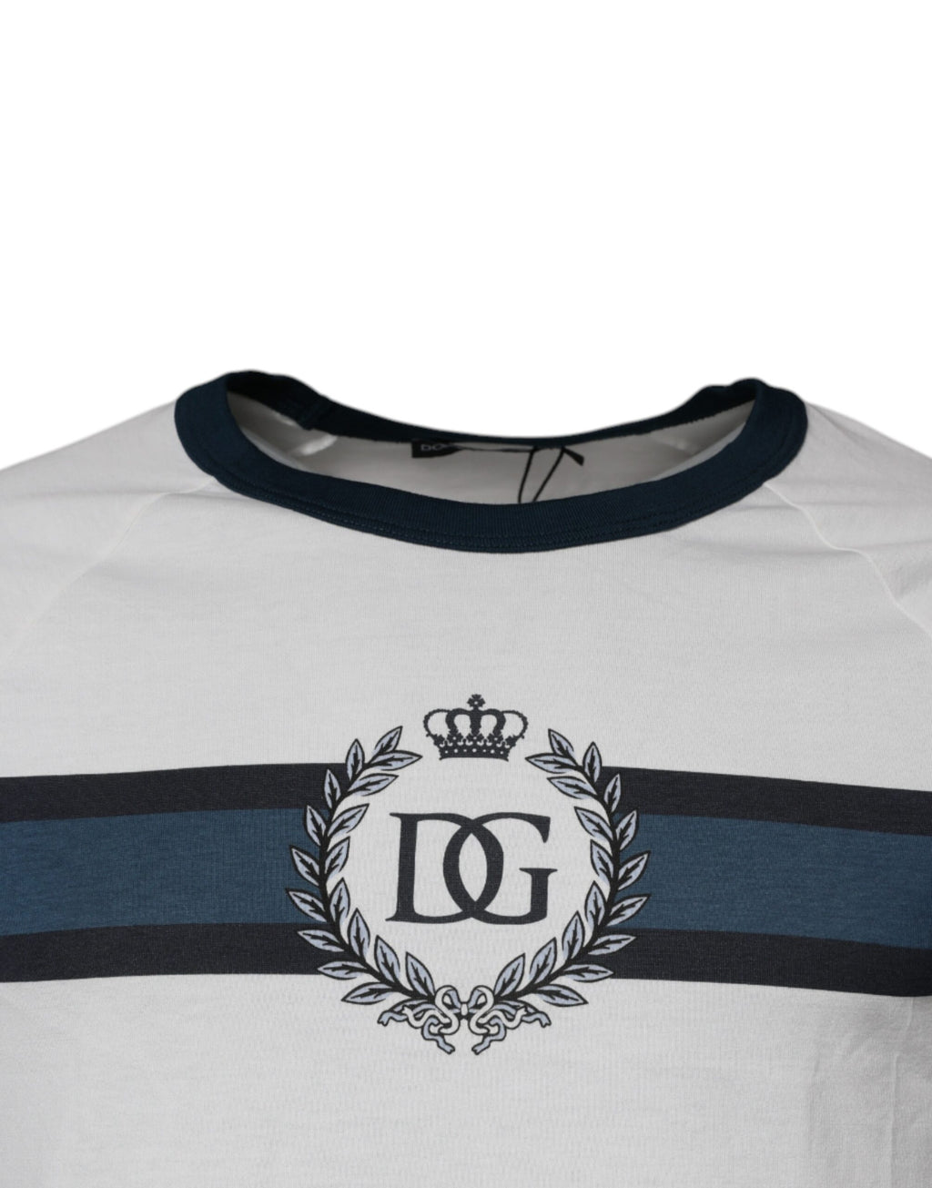 T-shirt en coton blanc Dolce & Gabbana DG Crown avec col rond, affichant un design élégant et moderne.