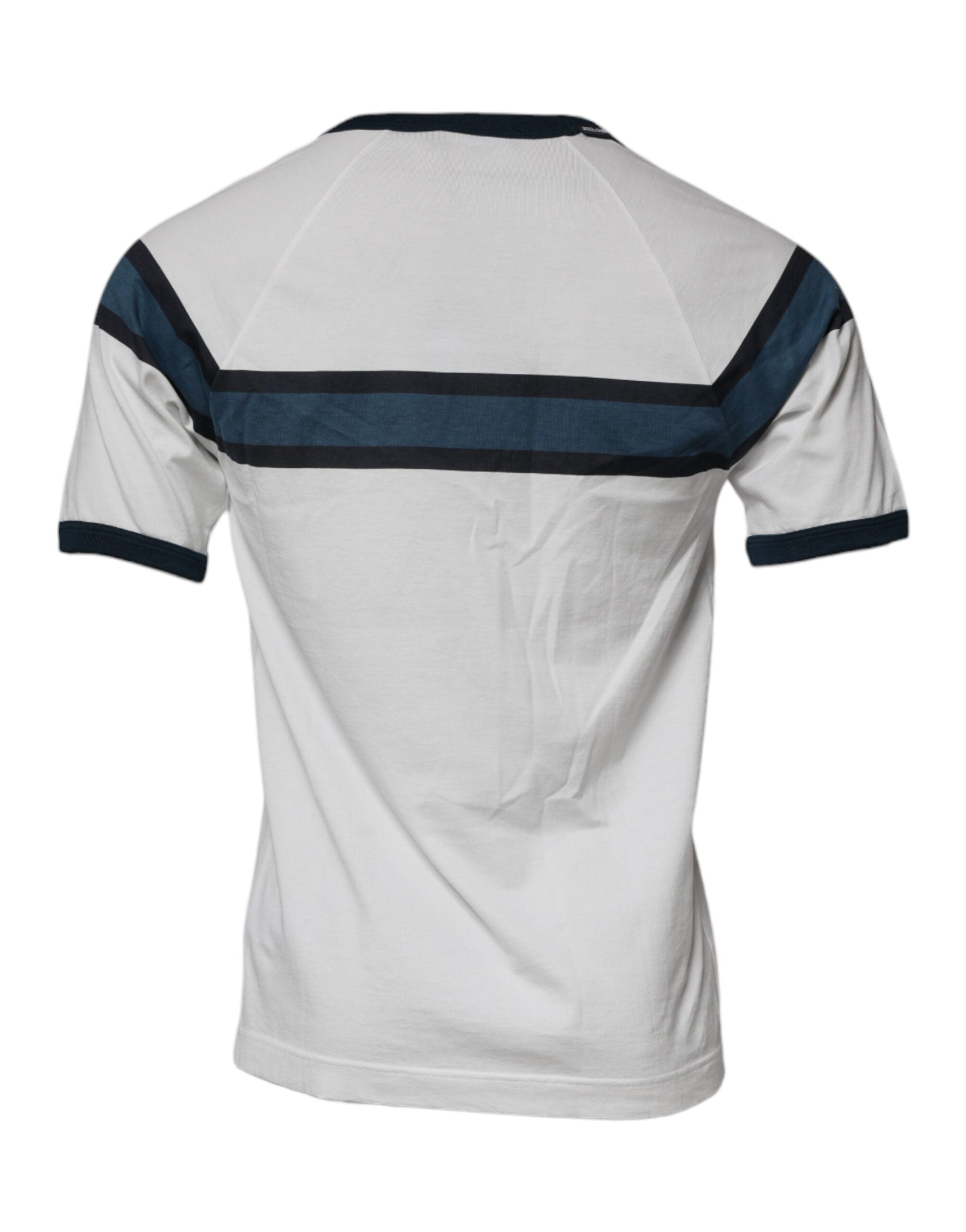T-shirt blanc Dolce & Gabbana DG Crown en coton avec col rond, vue de face, détails du design sur le devant.