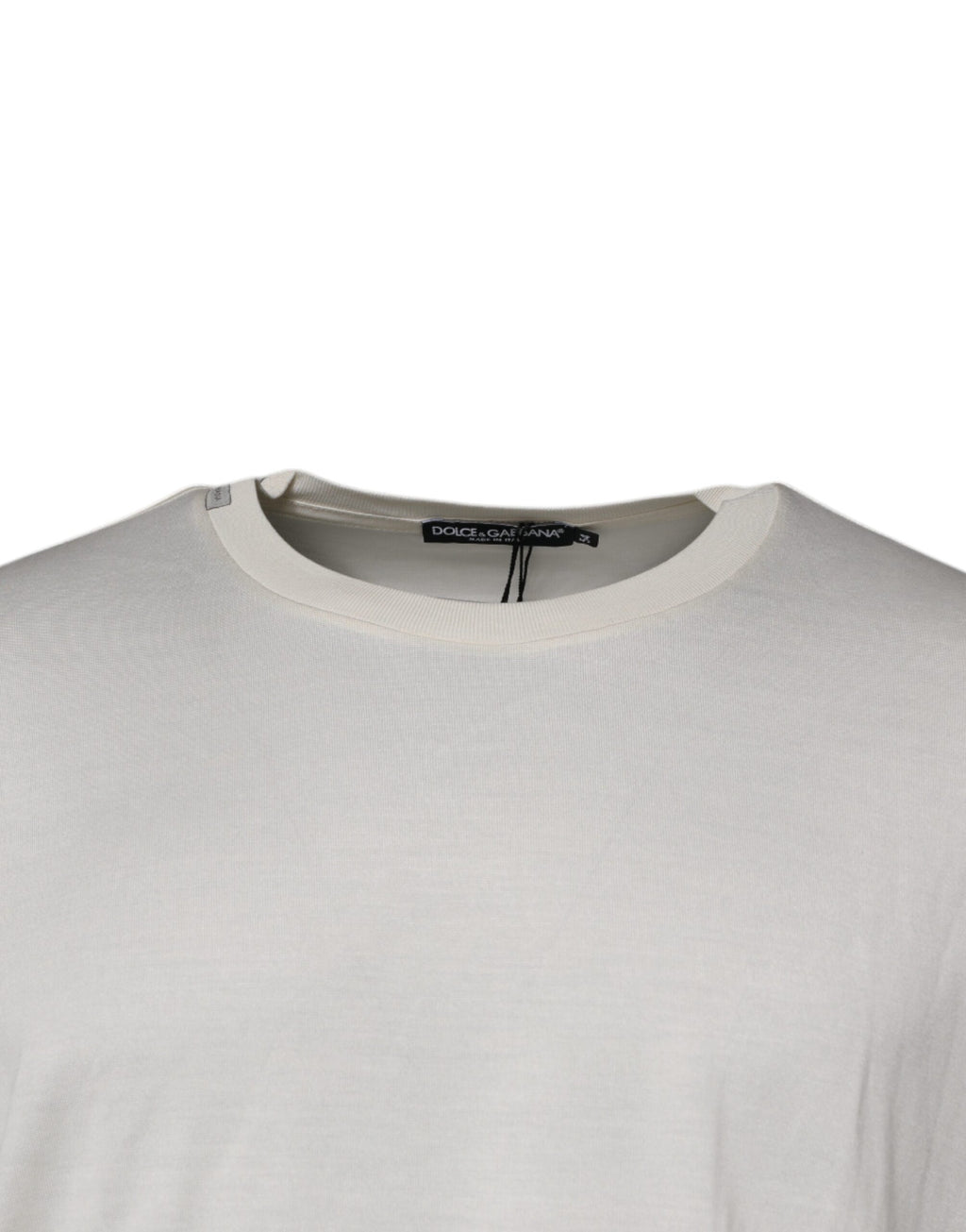 T-shirt Dolce & Gabbana en soie blanche à manches courtes et col rond, style élégant et confortable.