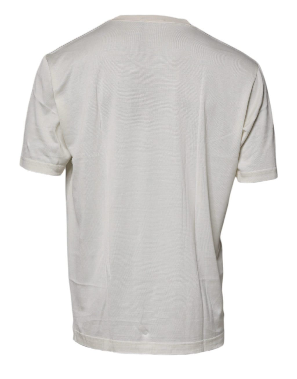 T-shirt à manches courtes en soie blanche Dolce & Gabbana, col rond, style élégant et léger.