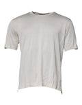 T-shirt en soie blanche Dolce & Gabbana à col rond et manches courtes, élégante et confortable, vue de face.