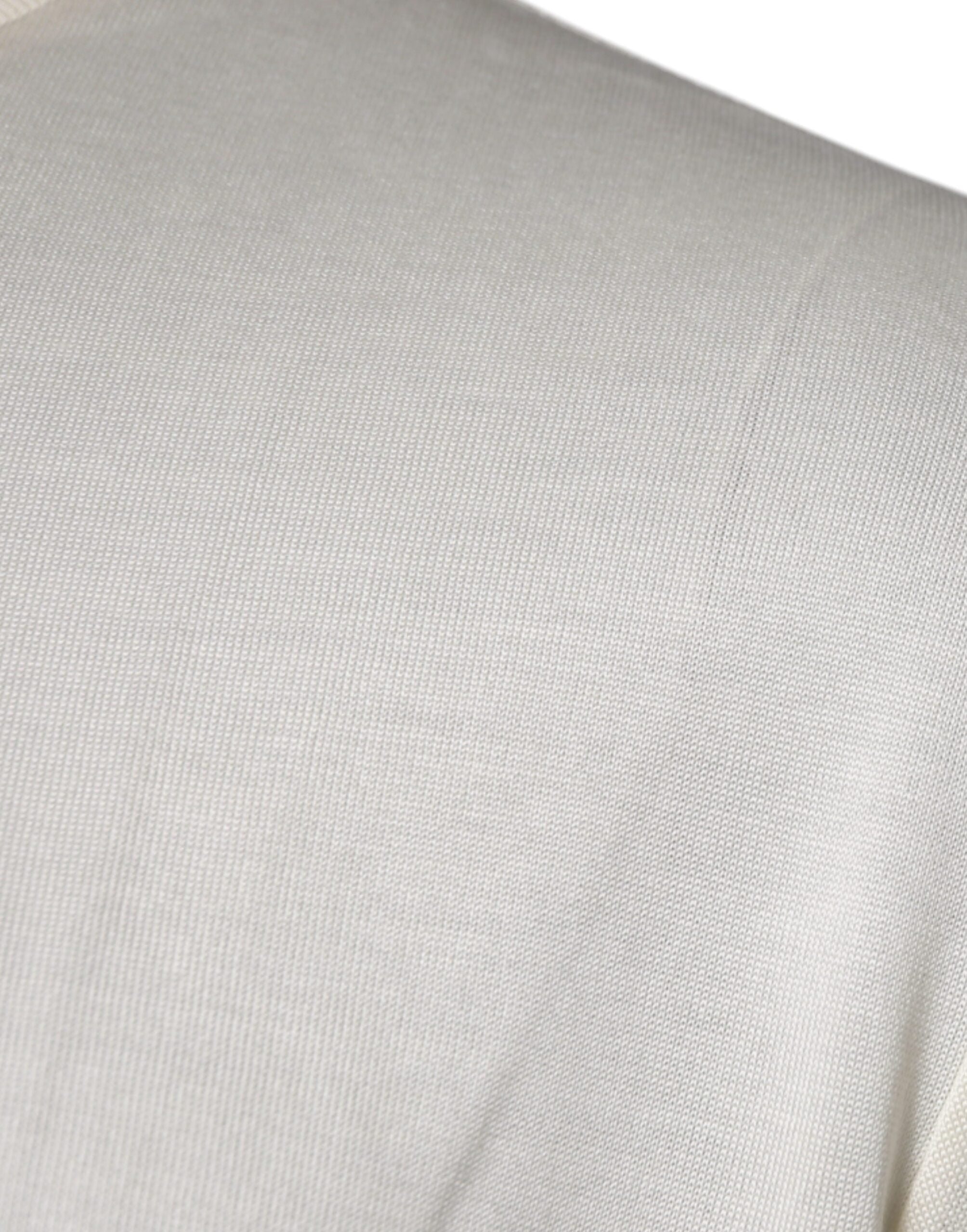 T-shirt Dolce & Gabbana en soie blanche à col rond à manches courtes, style élégant et confortable.