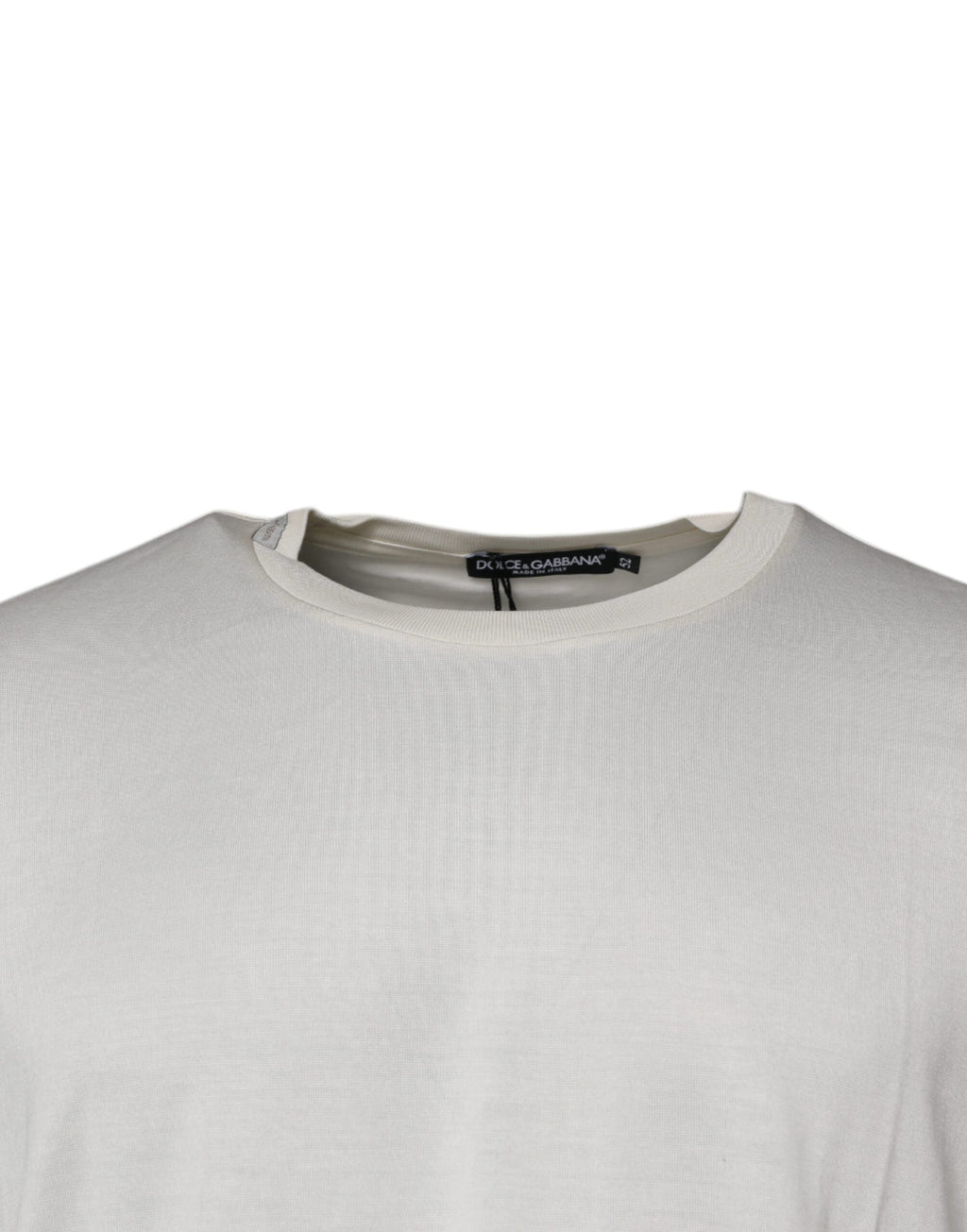 T-shirt à manches courtes blanc cassé Dolce & Gabbana avec col rond, vue de face.