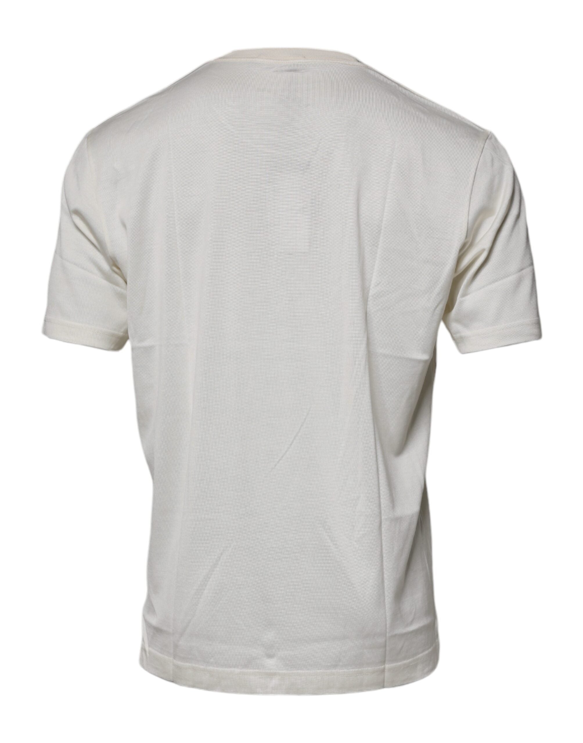 T-shirt blanc à col ras du cou à manches courtes de Dolce & Gabbana, style décontracté et élégant.