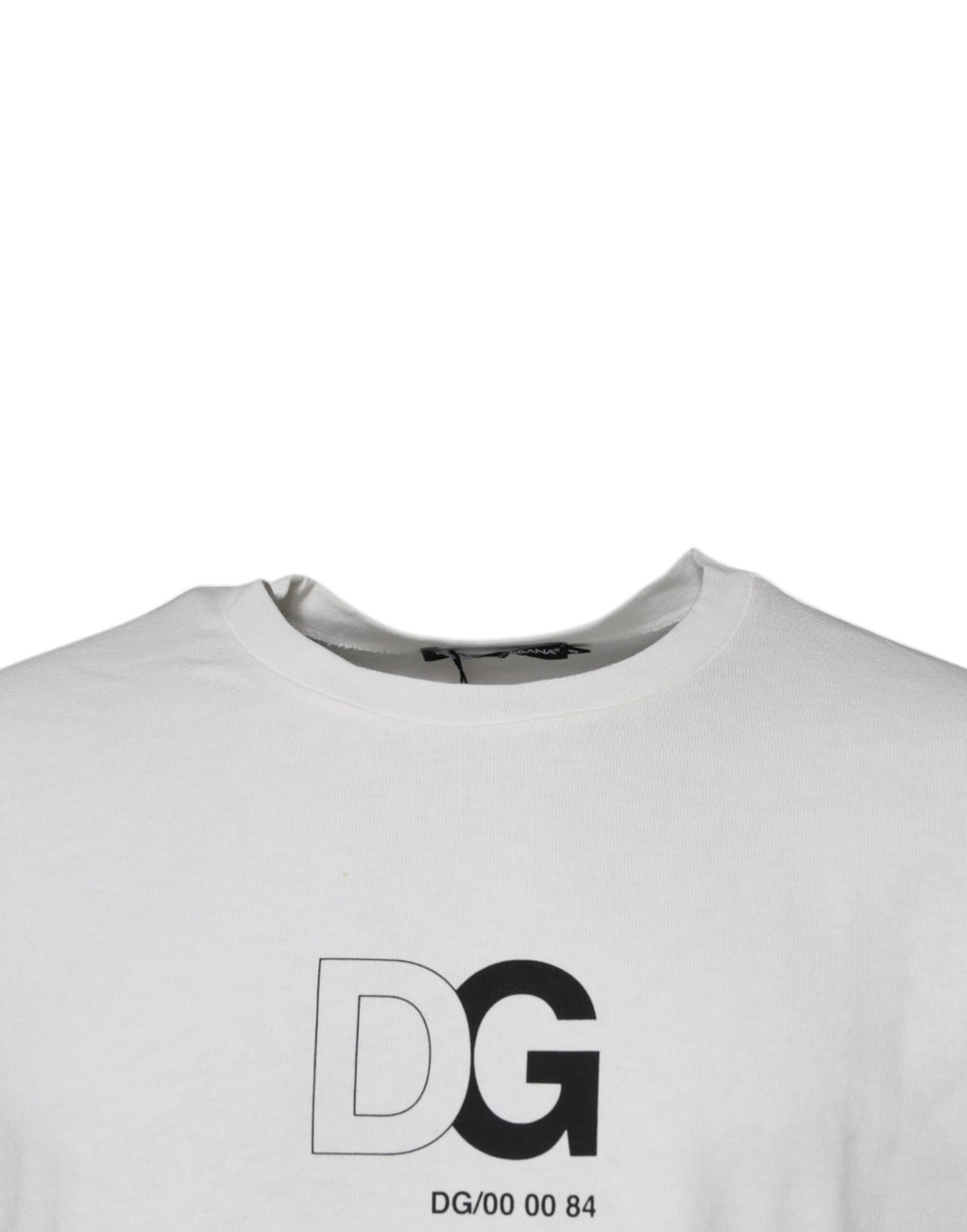 T-shirt blanc Dolce & Gabbana avec logo DG à col rond et manches courtes, vue de face.