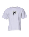T-shirt blanc Dolce & Gabbana avec logo DG, col ras du cou, manches courtes, design élégant et moderne.