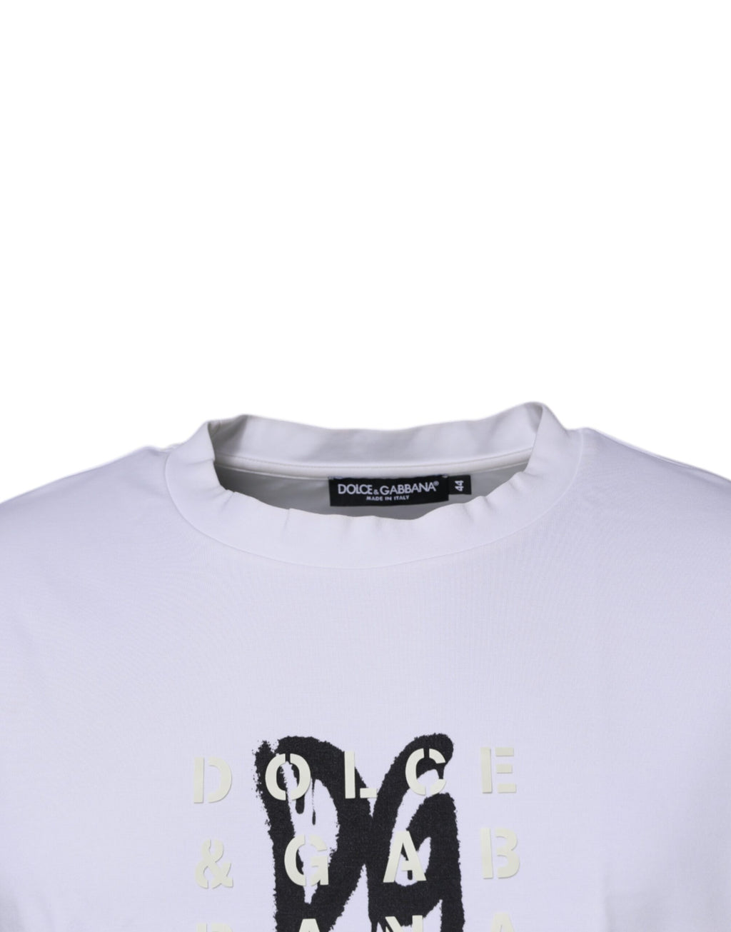 T-shirt blanc Dolce & Gabbana à logo DG, col ras du cou, manches courtes et style décontracté.