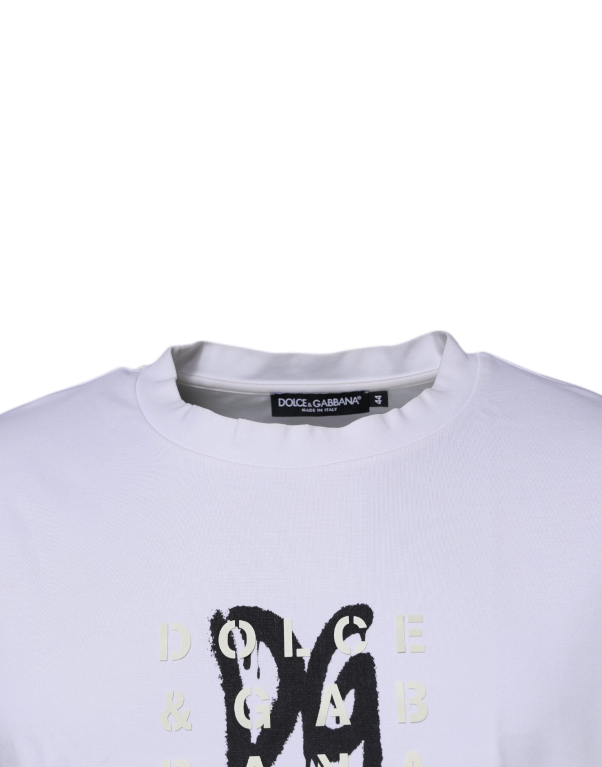 T-shirt blanc Dolce & Gabbana à logo DG, col ras du cou, manches courtes et style décontracté.