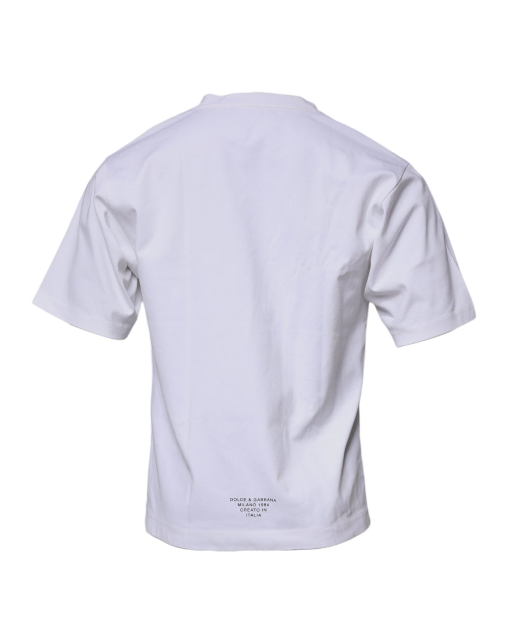T-shirt blanc Dolce & Gabbana à logo DG, col rond et manches courtes, vue de face, en coton.