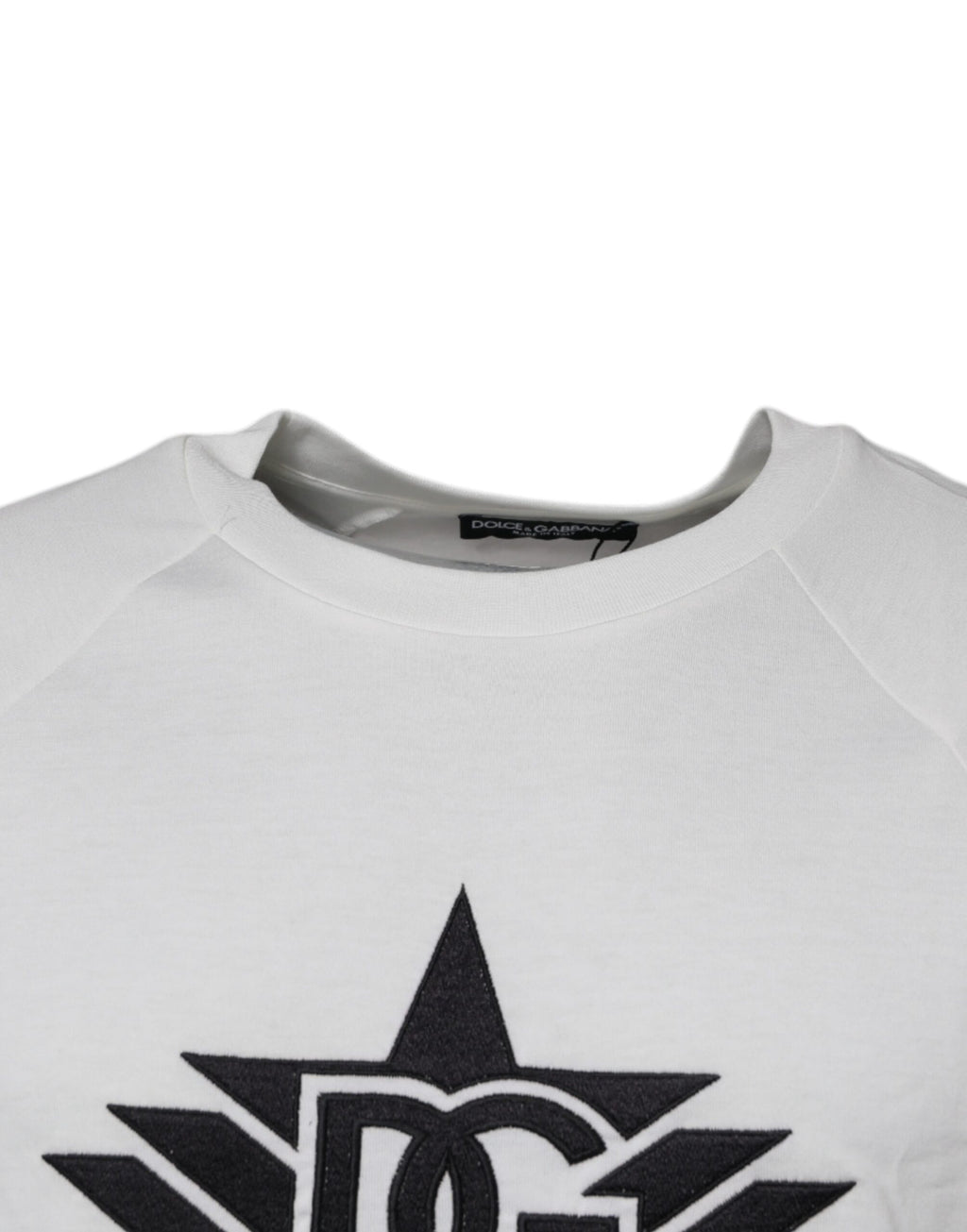 T-shirt blanc Dolce & Gabbana DG Sport à manches courtes et col rond, vue de face.