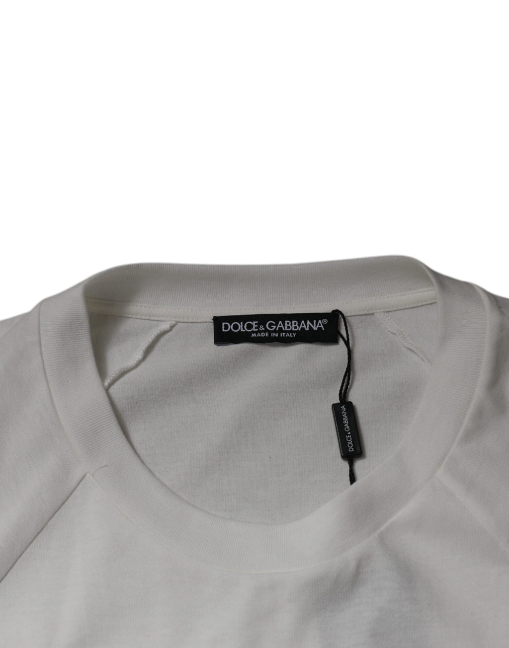 T-shirt à manches courtes blanc Dolce & Gabbana DG Sport avec col ras du cou, vue de face.