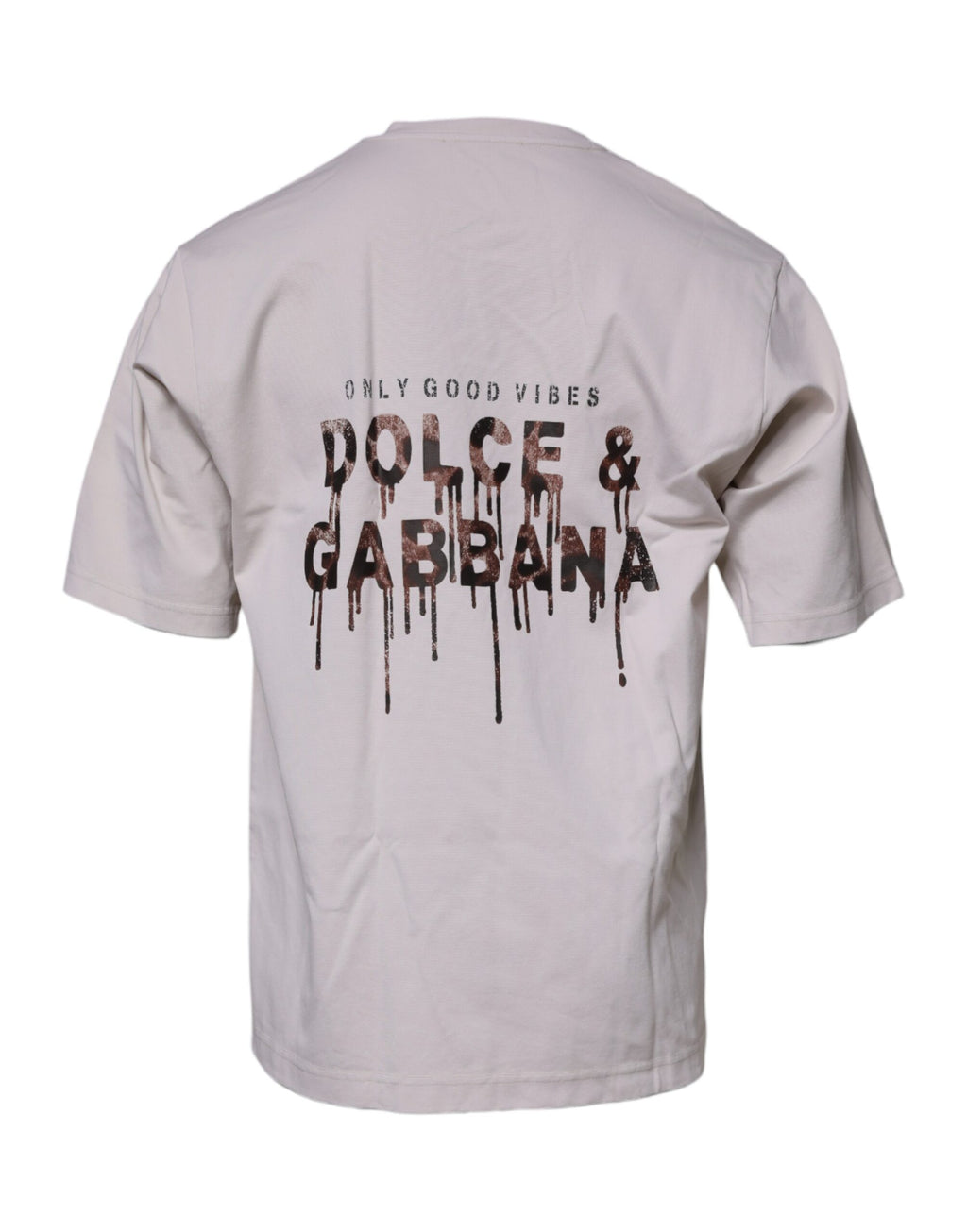 T-shirt beige à logo DG de Dolce & Gabbana, col rond et manches courtes, vue de face.