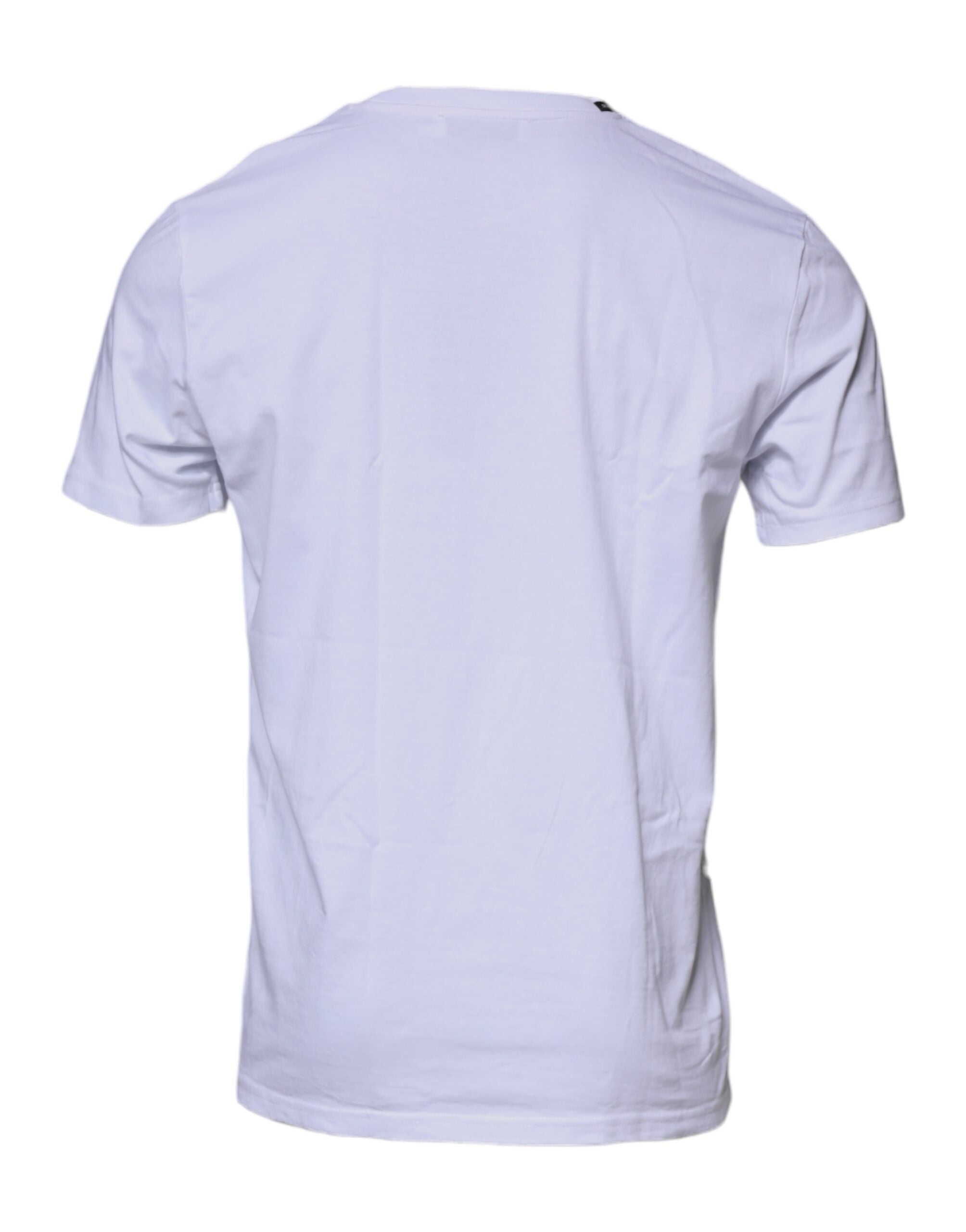 T-shirt en coton blanc avec motif léopard rouge de Dolce & Gabbana, col rond, élégance et style sophistiqué.