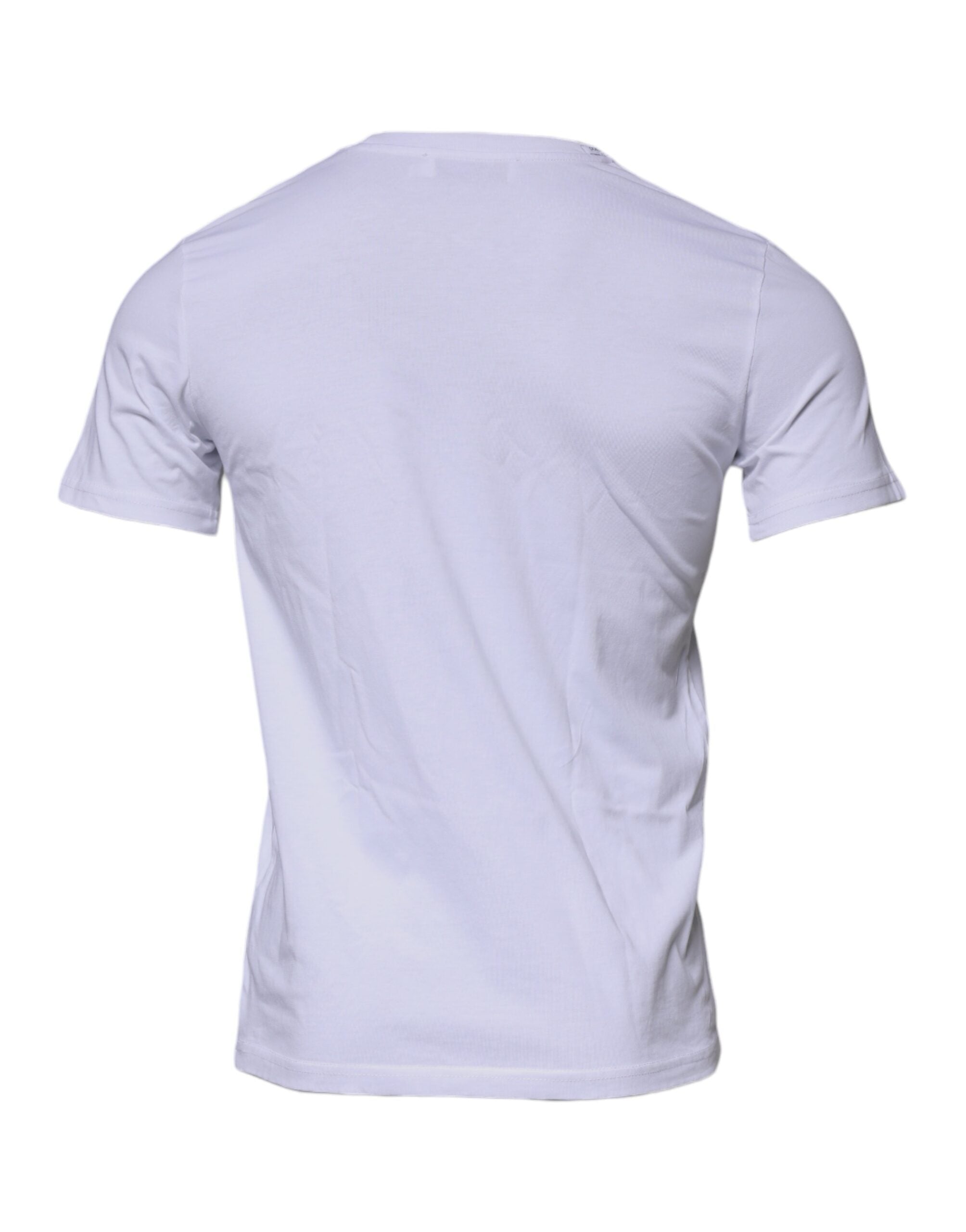 T-shirt blanc Dolce & Gabbana en coton avec logo DG, col rond, vue de face.