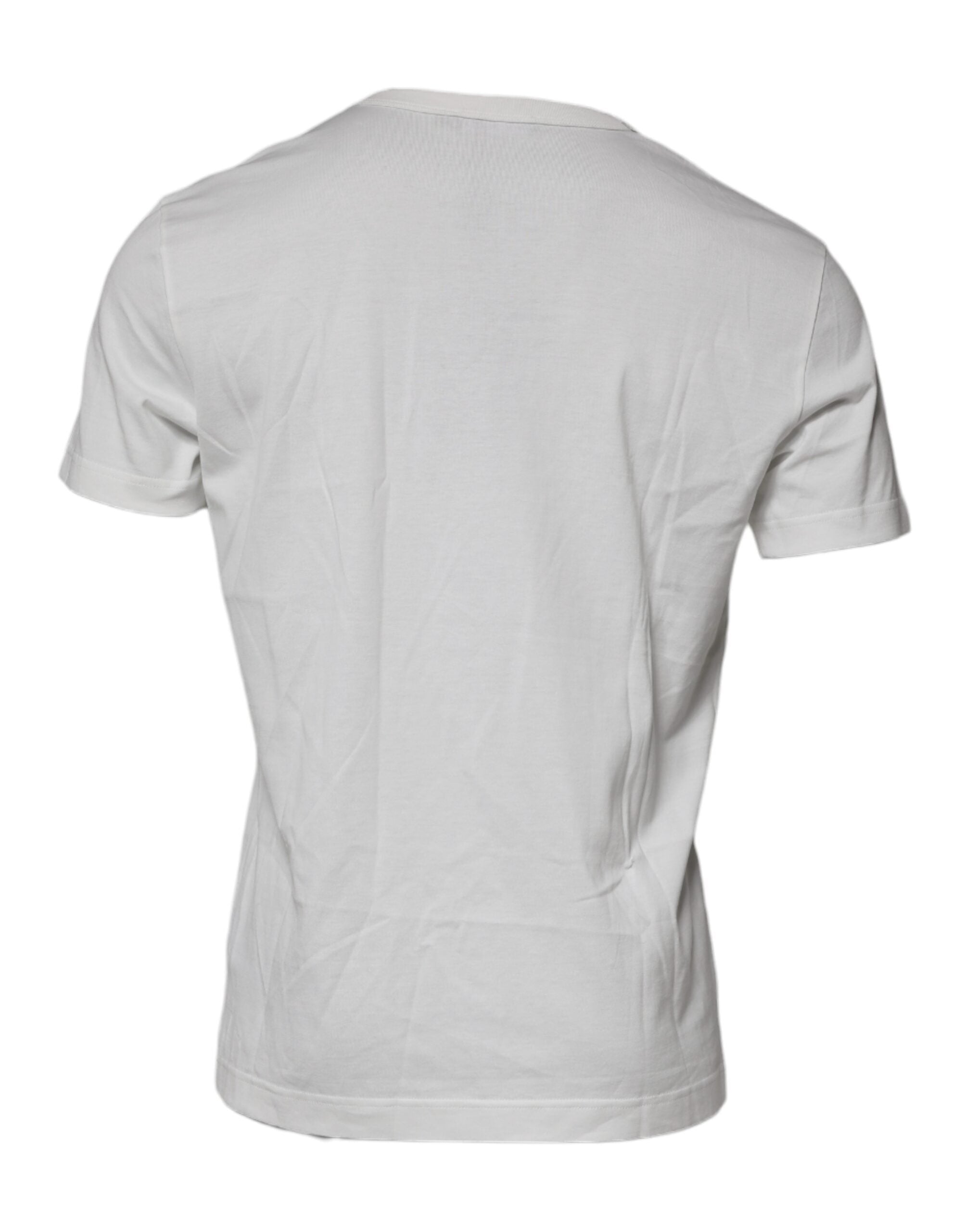 T-shirt blanc Dolce & Gabbana en coton avec logo DG, col rond, vue de face.