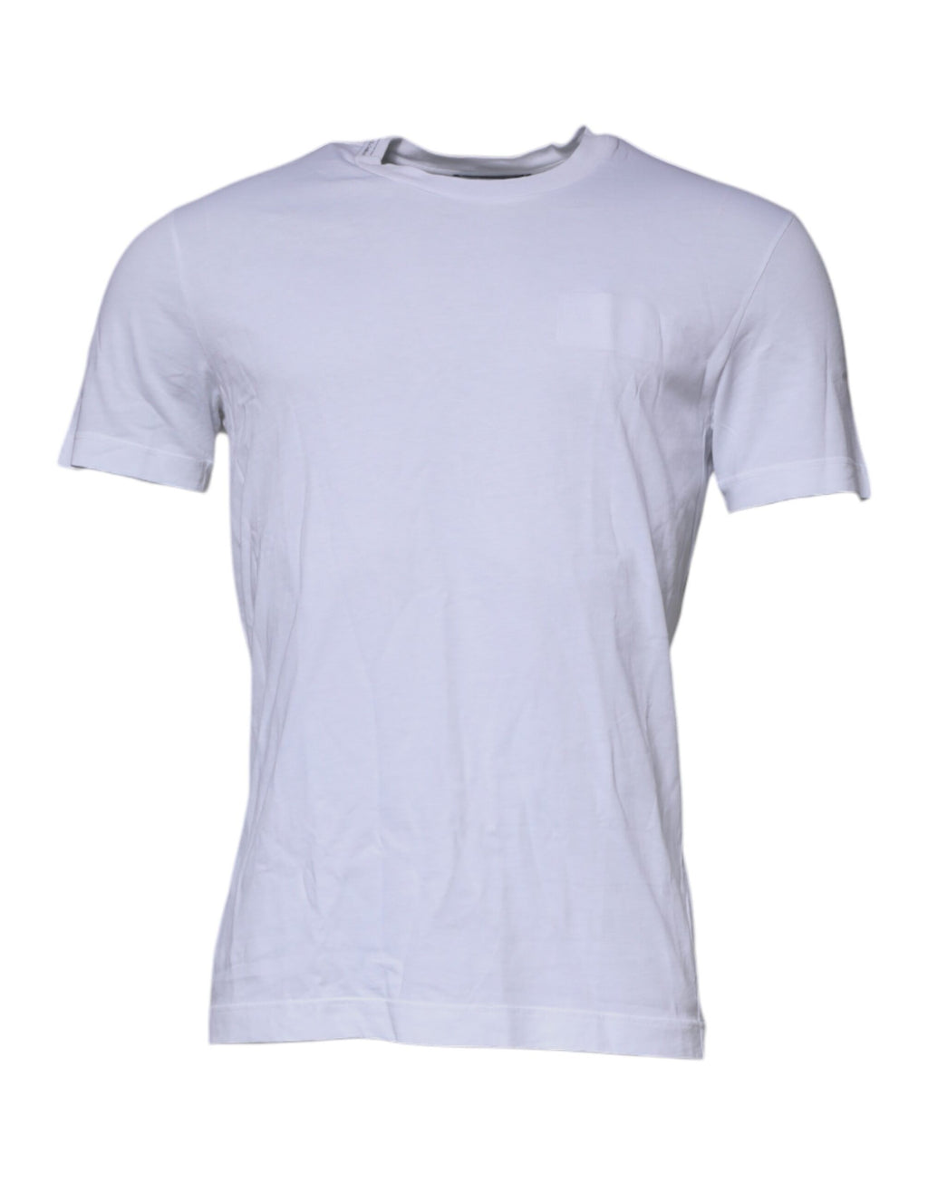 T-shirt blanc Dolce & Gabbana en coton avec logo DG, col ras du cou, vue de face.