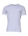 T-shirt blanc Dolce & Gabbana en coton avec logo DG, col rond, élégant et confortable, visible en gros plan.