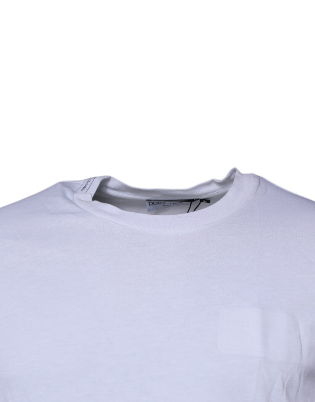 T-shirt blanc en coton Dolce & Gabbana avec logo DG, col rond et design classique, vue de face.