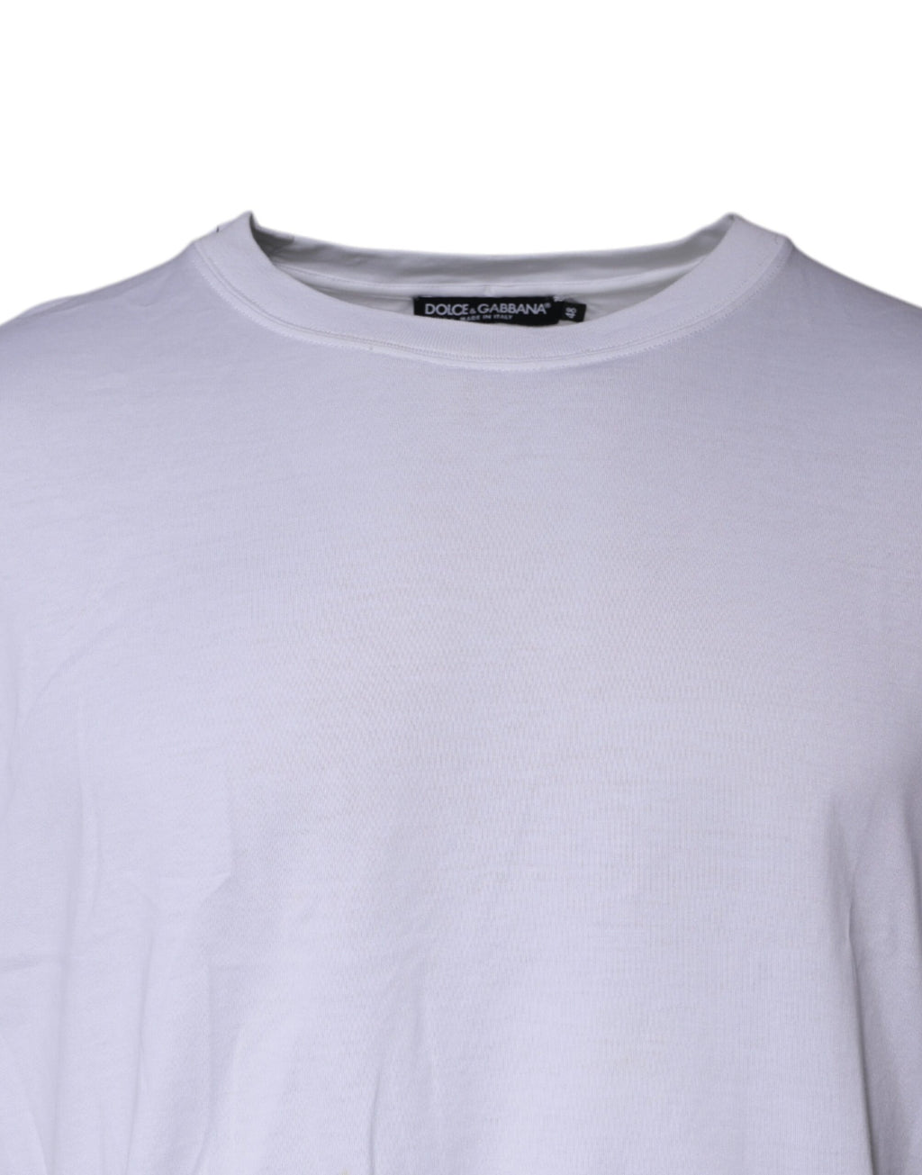 T-shirt blanc en coton à col rond et manches courtes de Dolce & Gabbana, vue de face.