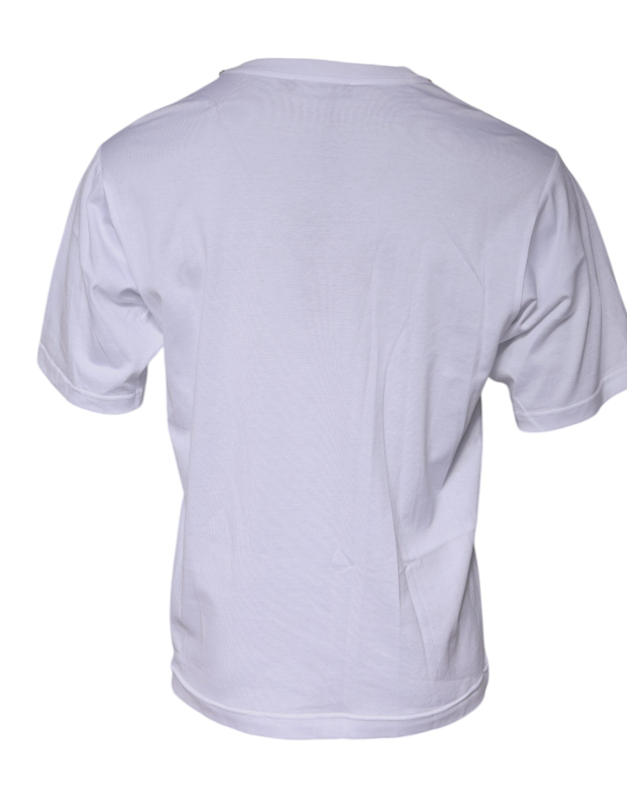 T-shirt blanc Dolce & Gabbana avec logo DG, col rond et manches courtes, vue de face.