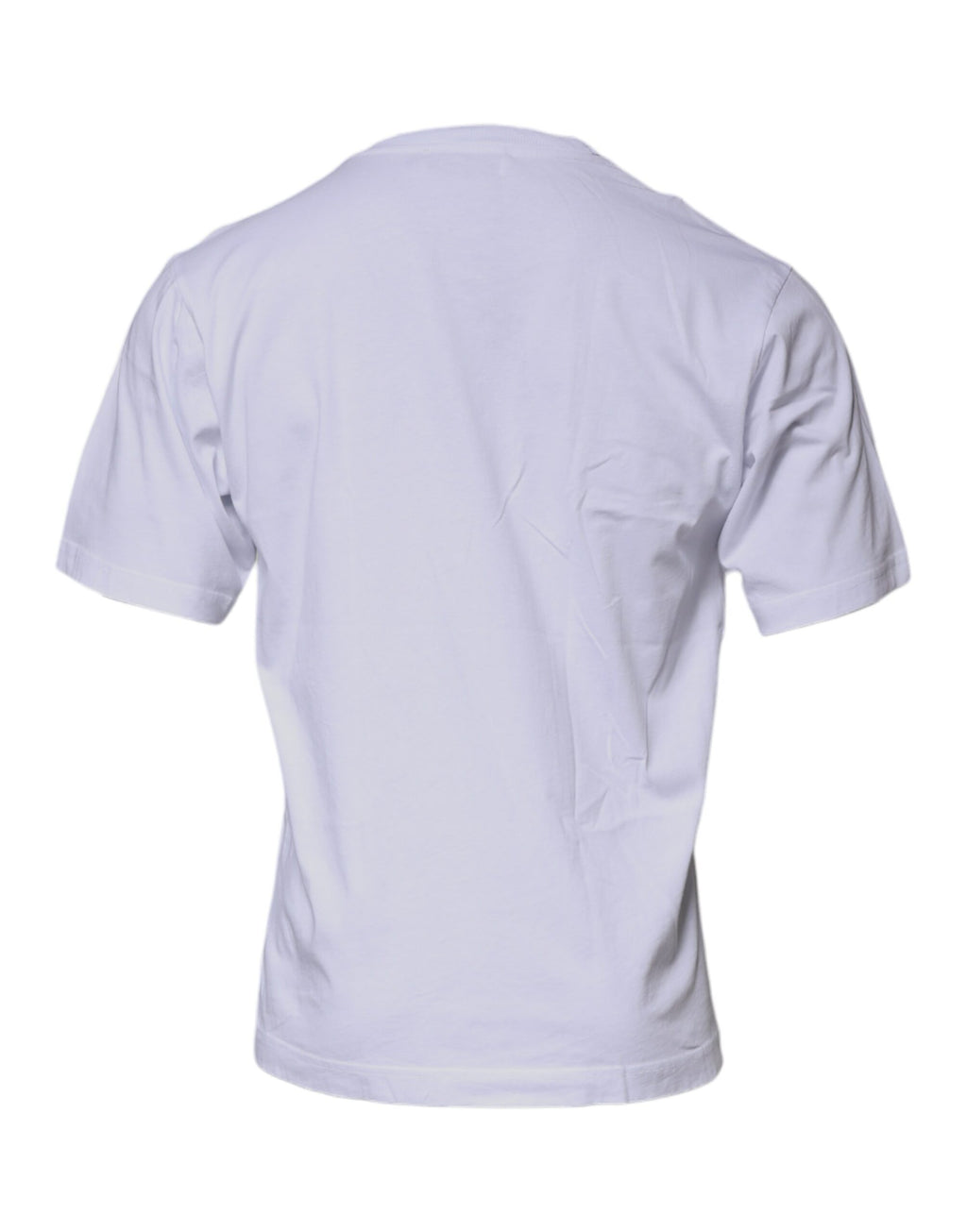 T-shirt en coton blanc Dolce & Gabbana avec logo DG, col rond, style décontracté, visible sur le mannequin.