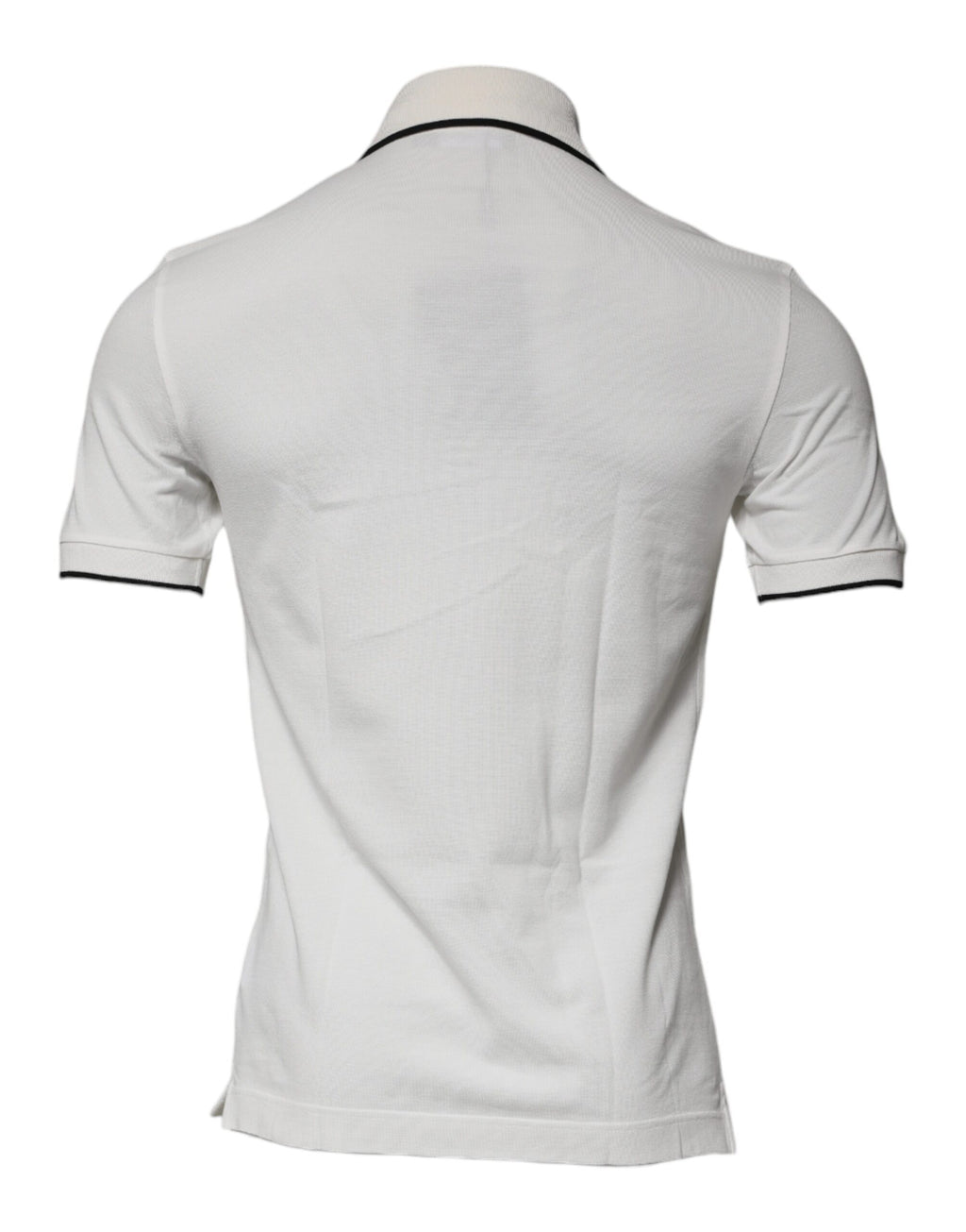 Polo Dolce & Gabbana en coton blanc avec col et broderie couronne, style élégant et décontracté pour homme.
