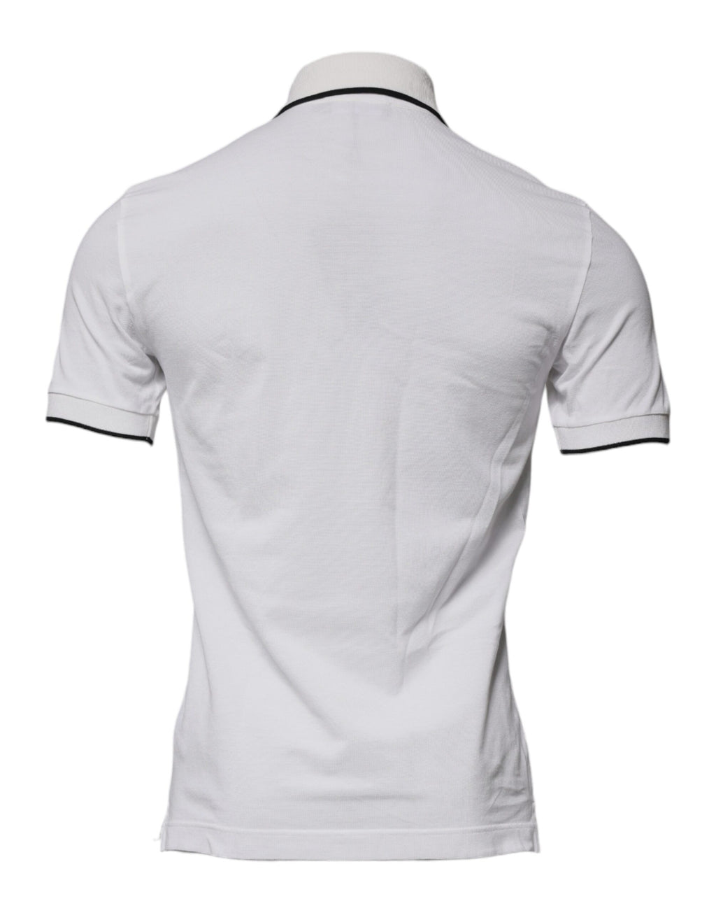 Polo en coton blanc cassé Dolce & Gabbana avec col et broderie couronne, style élégant et décontracté.