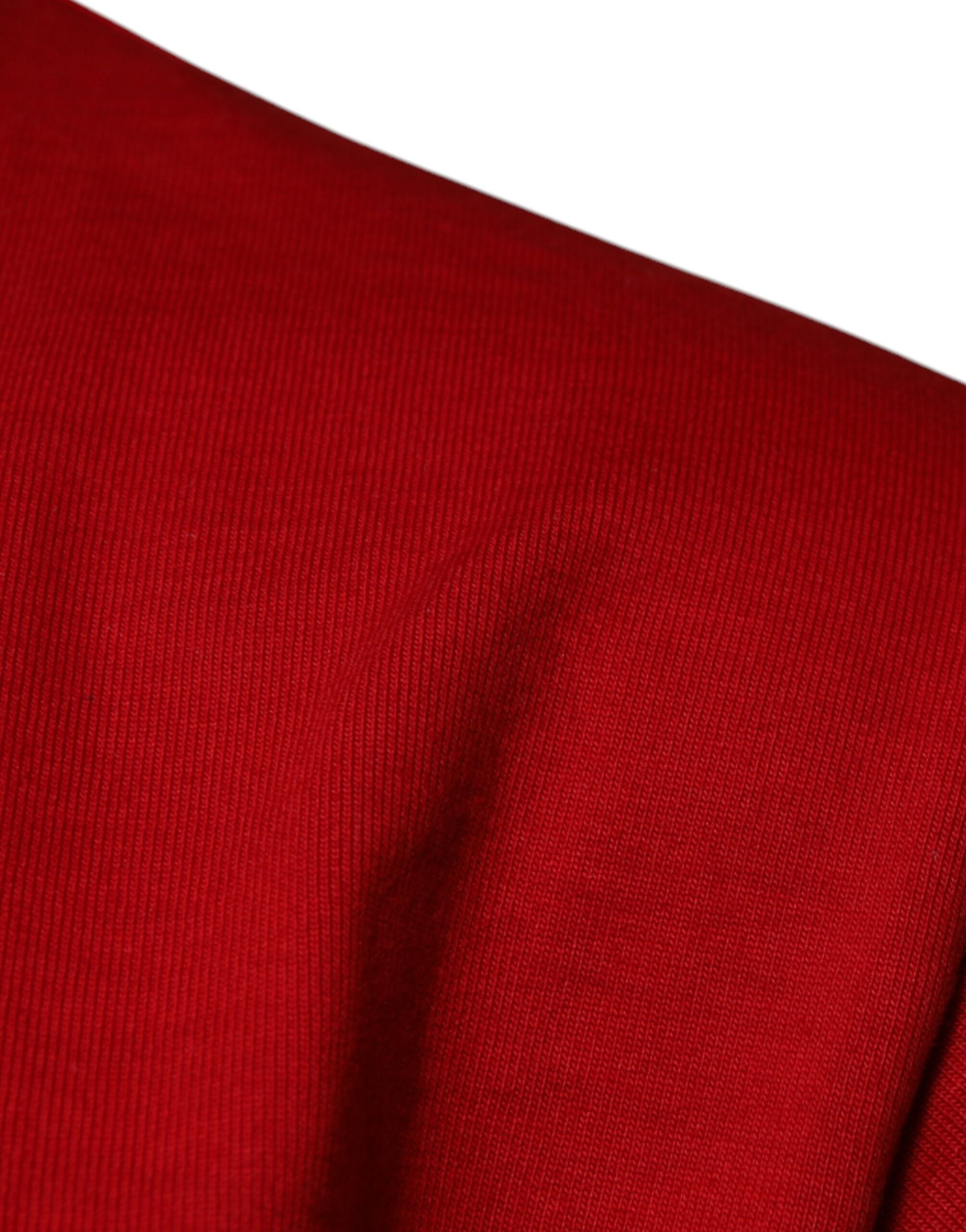 T-shirt en coton rouge Dolce & Gabbana DG Eye avec col rond, vue de face, détail du design imprimé.