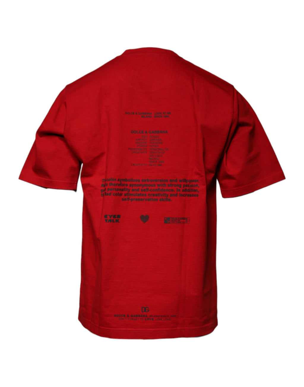 T-shirt en coton rouge Dolce & Gabbana DG Eye à col rond, design moderne et logo visible sur le devant.