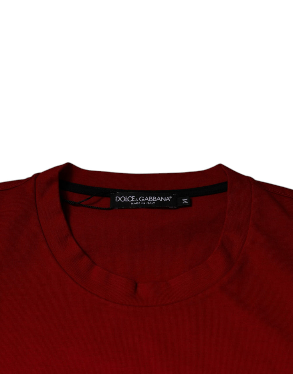 T-shirt à col rond en coton rouge Dolce & Gabbana DG Eye, style décontracté avec logo visible sur le devant.