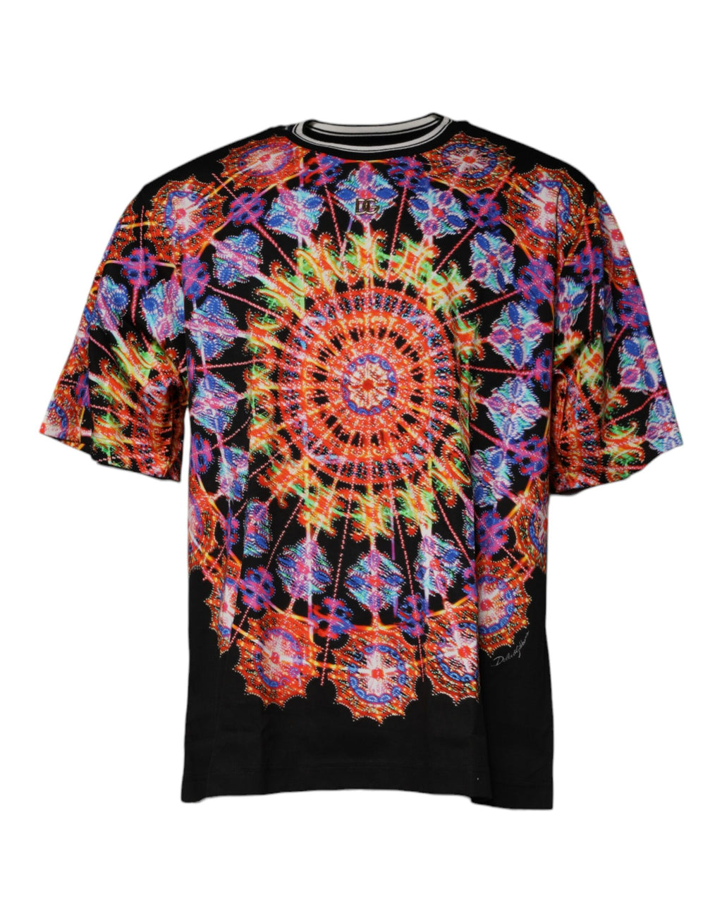 T-shirt à manches courtes Dolce & Gabbana multicolore avec motif kaléidoscope pour homme, design vibrant et contemporain.