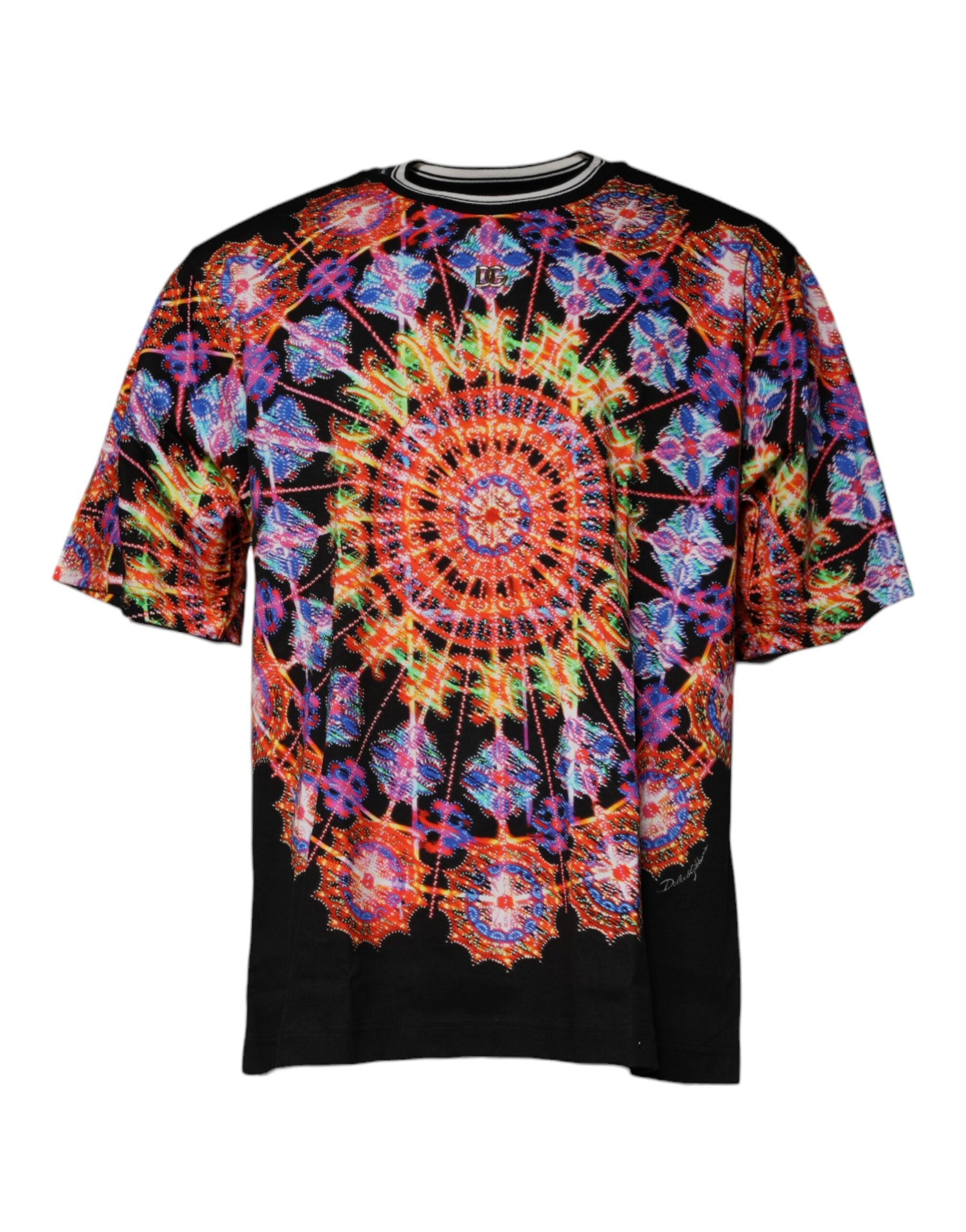 T-shirt à manches courtes Dolce & Gabbana multicolore avec motif kaléidoscope pour homme, design vibrant et contemporain.