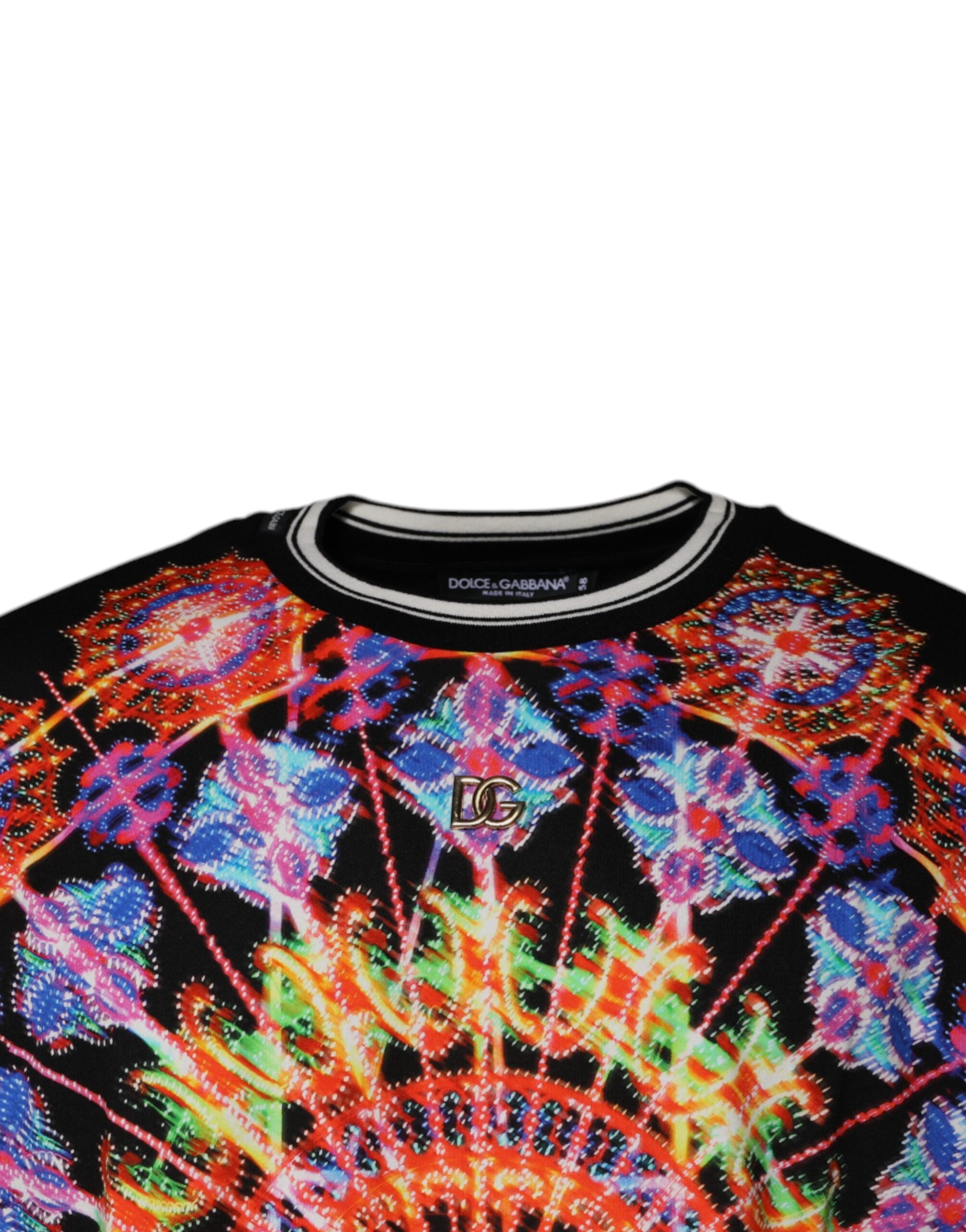 T-shirt homme Dolce & Gabbana à manches courtes avec motif kaléidoscope multicolore, design élégant et coloré.