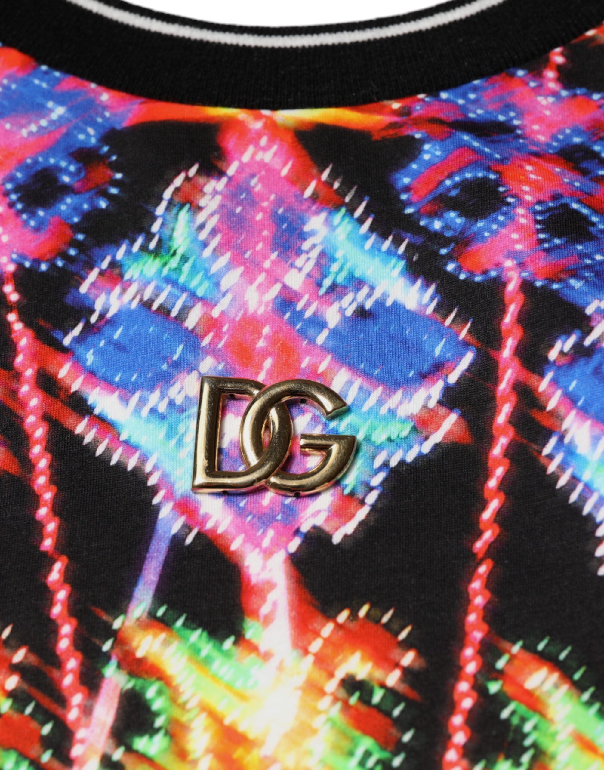 T-shirt pour homme Dolce & Gabbana à manches courtes avec motif kaléidoscopique multicolore, design moderne et coloré.