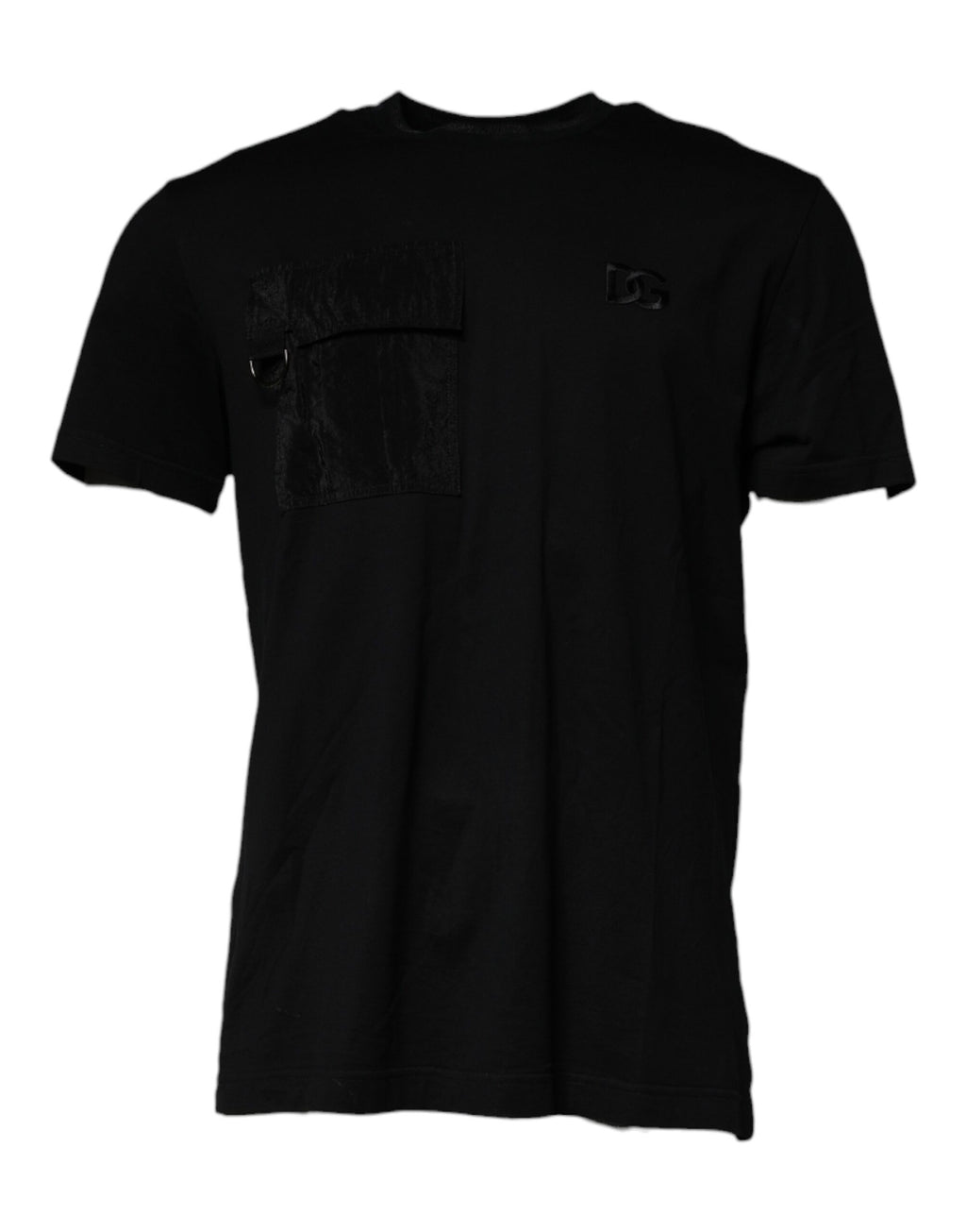 T-shirt noir à col rond à manches courtes de Dolce & Gabbana, design simple et élégant, vue de face.