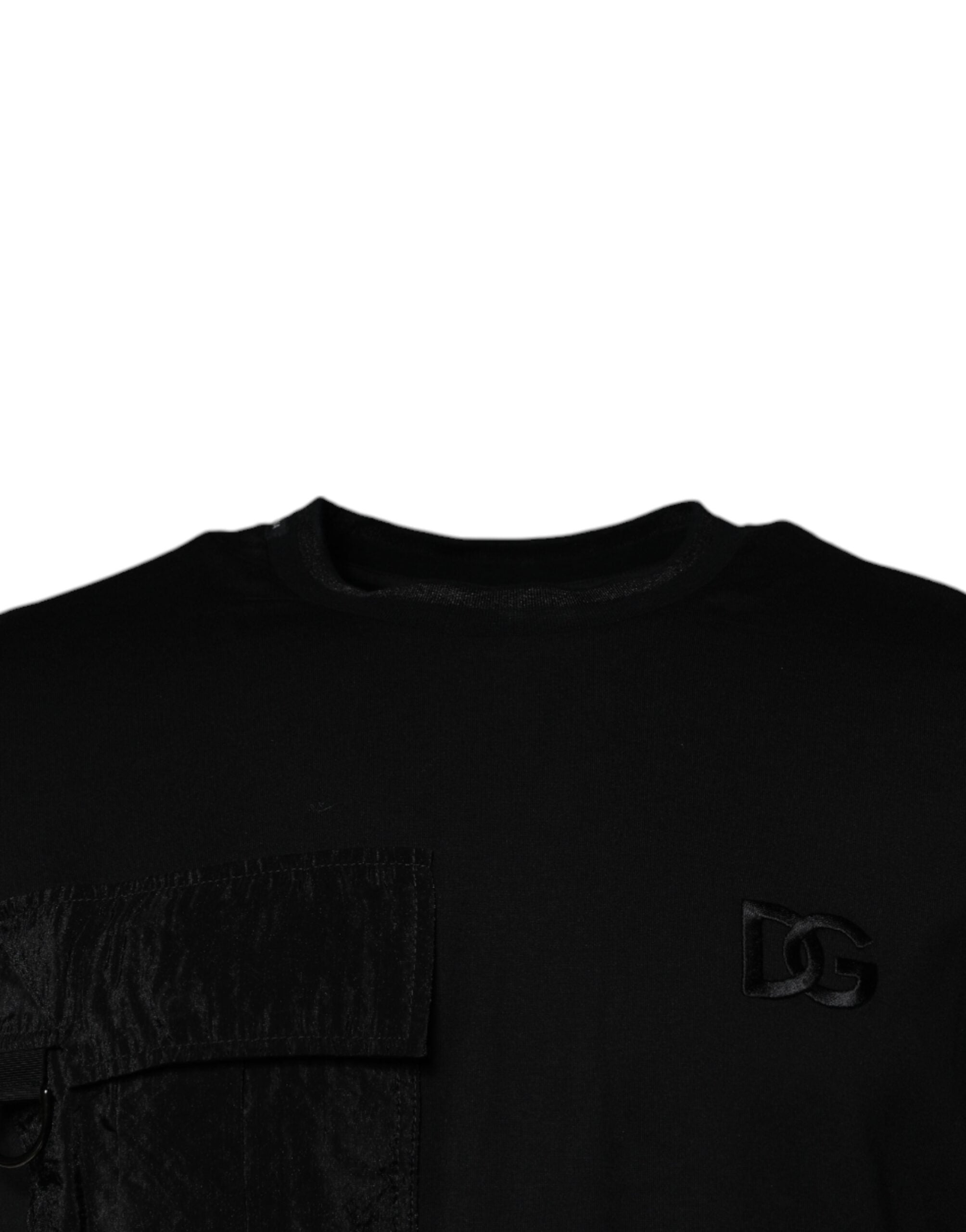 T-shirt noir à col ras du cou et manches courtes de Dolce & Gabbana, style élégant et moderne.