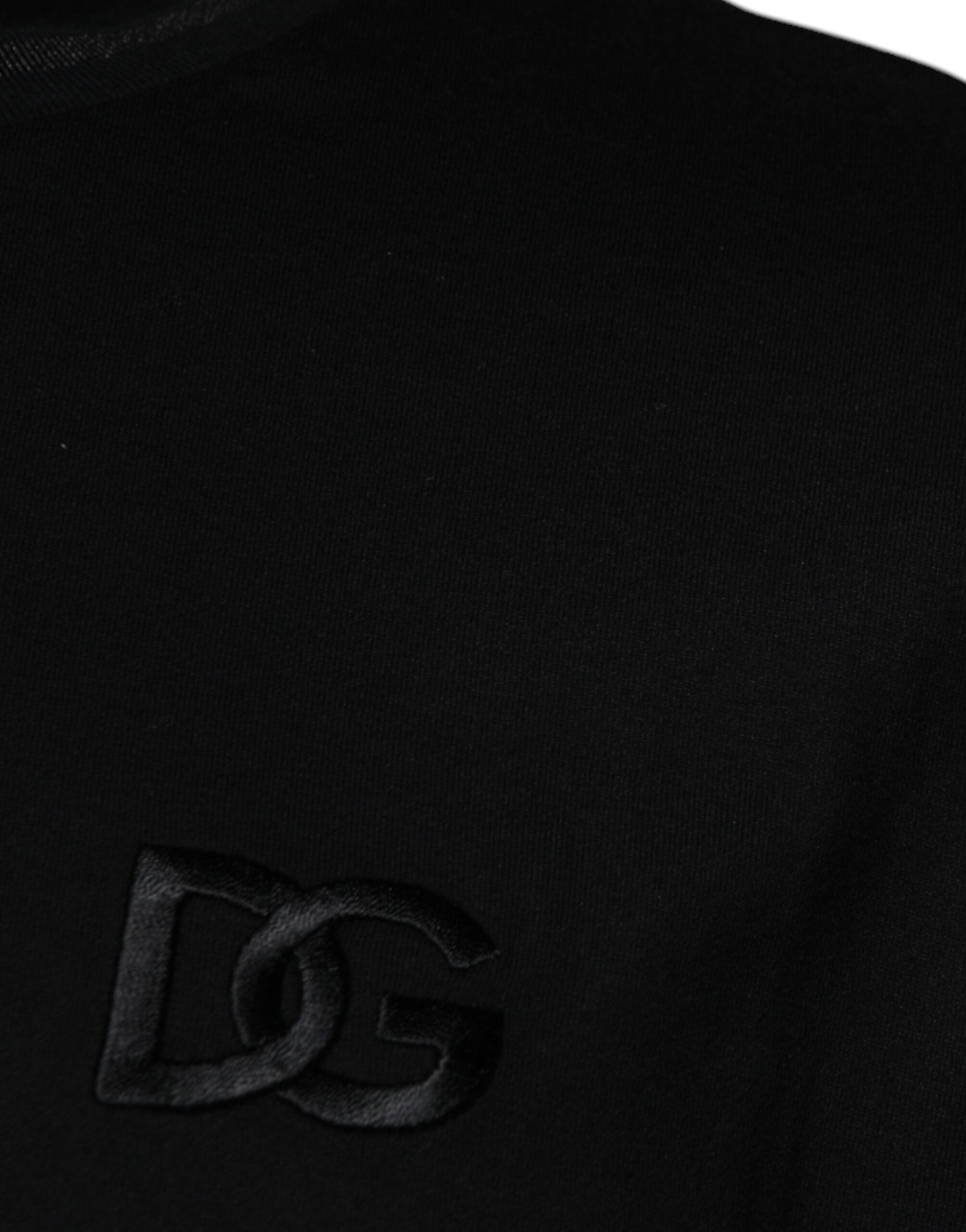 T-shirt noir à col rond à manches courtes de Dolce & Gabbana, design élégant en coton, vue de face.