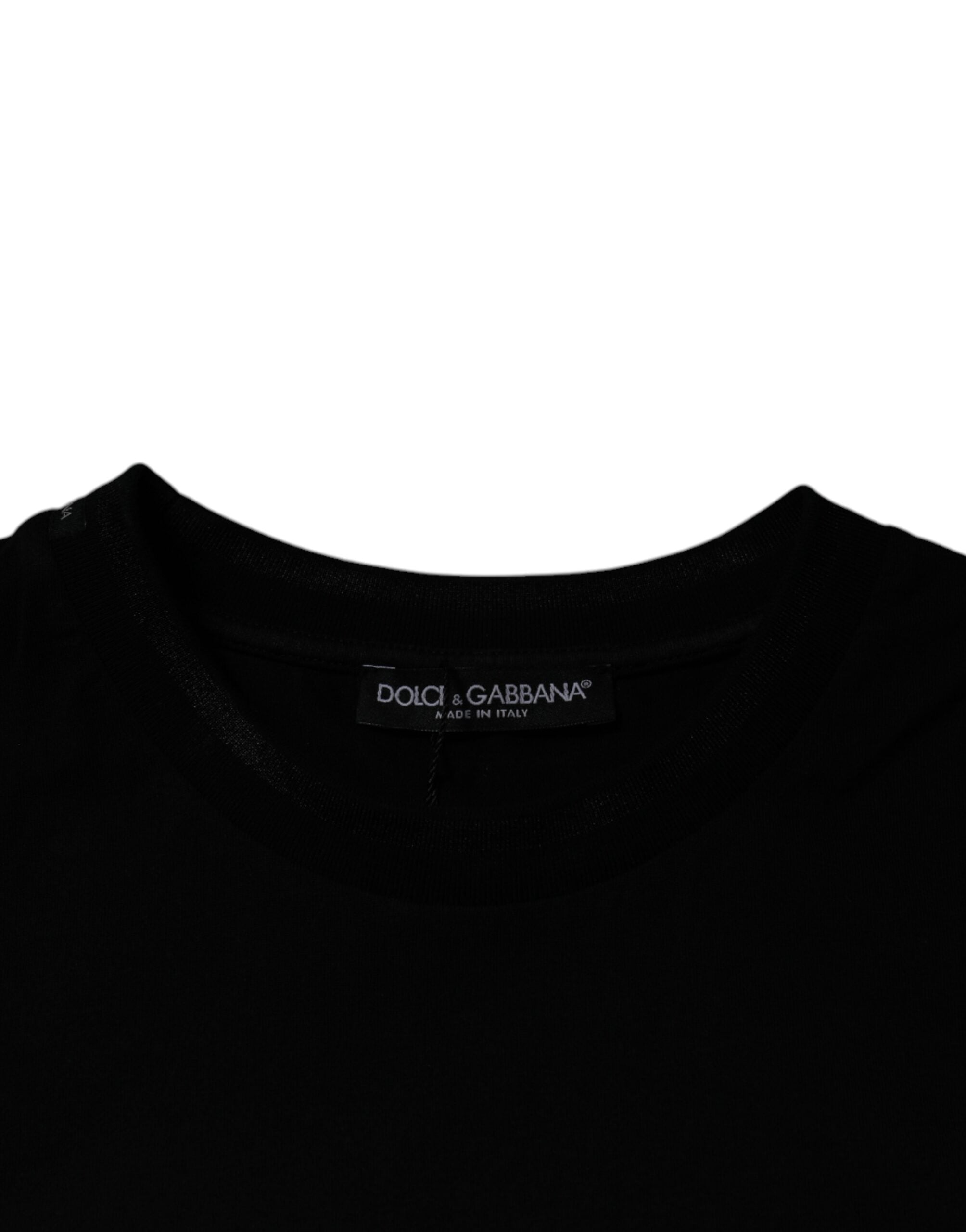 T-shirt noir à col rond et manches courtes de Dolce & Gabbana, style décontracté et élégant.