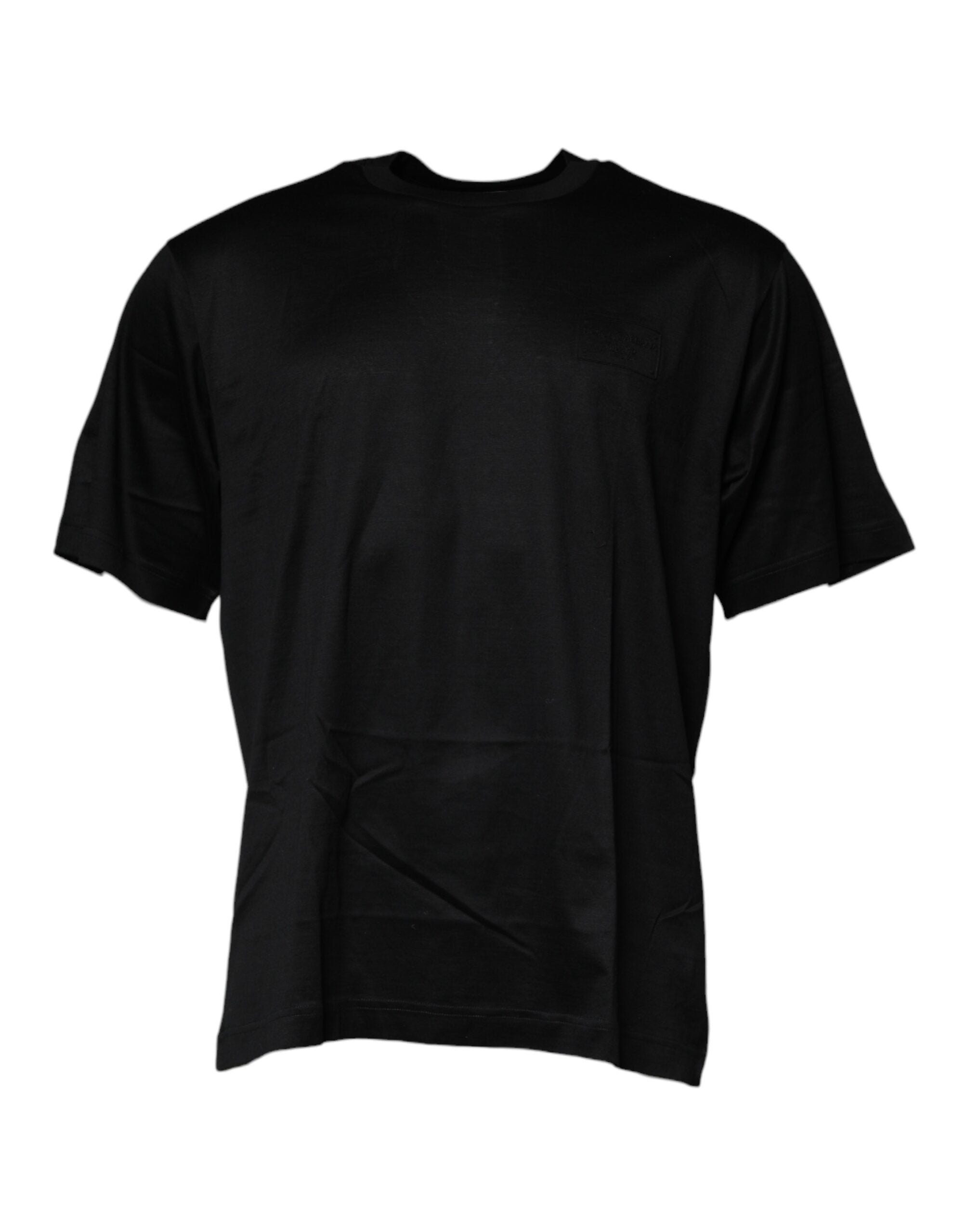 T-shirt noir à col rond à manches courtes de Dolce & Gabbana, tissu doux et coupe élégante.