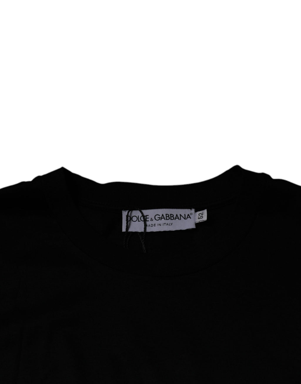 T-shirt à manches courtes noir Dolce & Gabbana, col rond, style décontracté, vue de face.