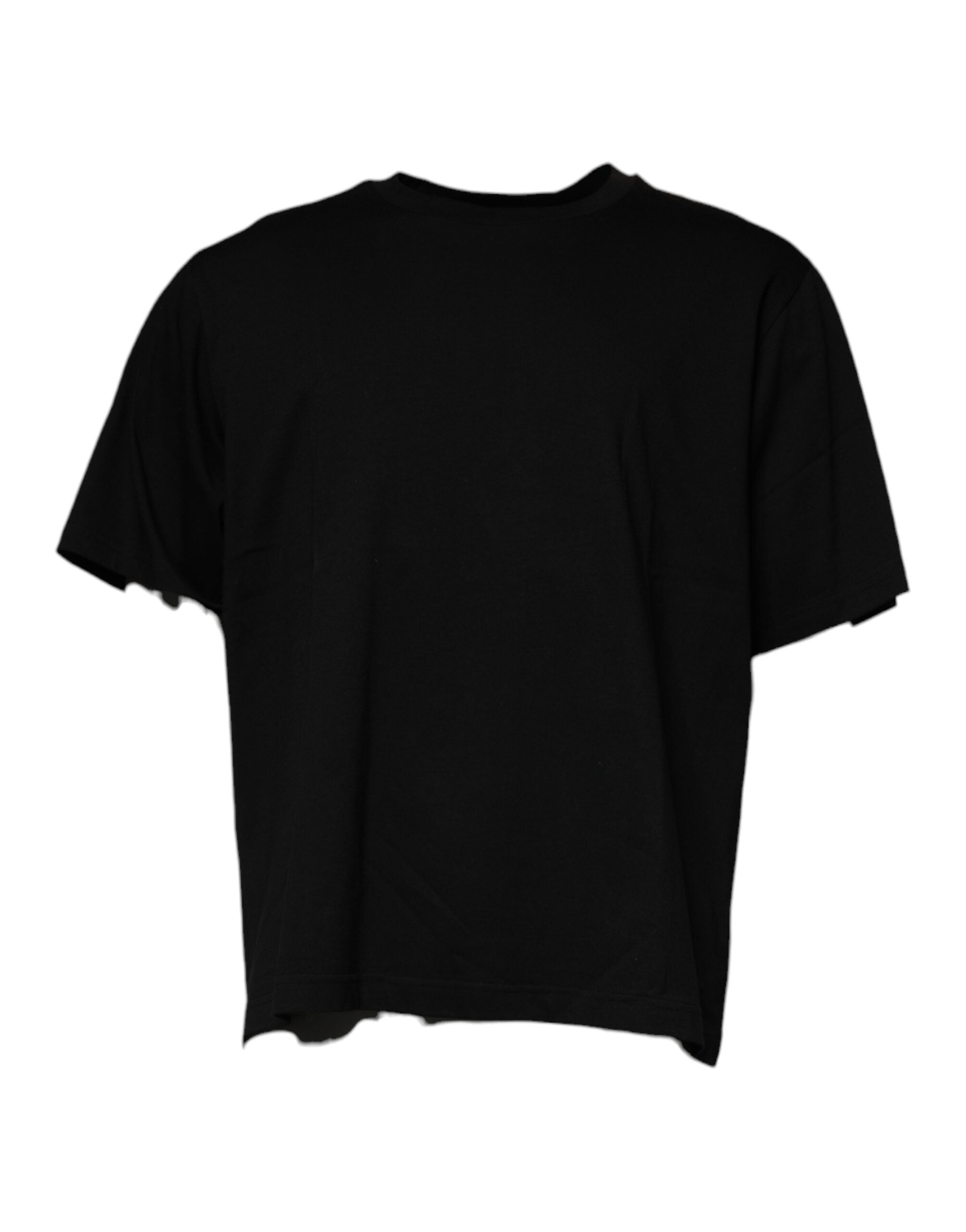 T-shirt à manches courtes noir Dolce & Gabbana avec col rond, en coton, vue de face.