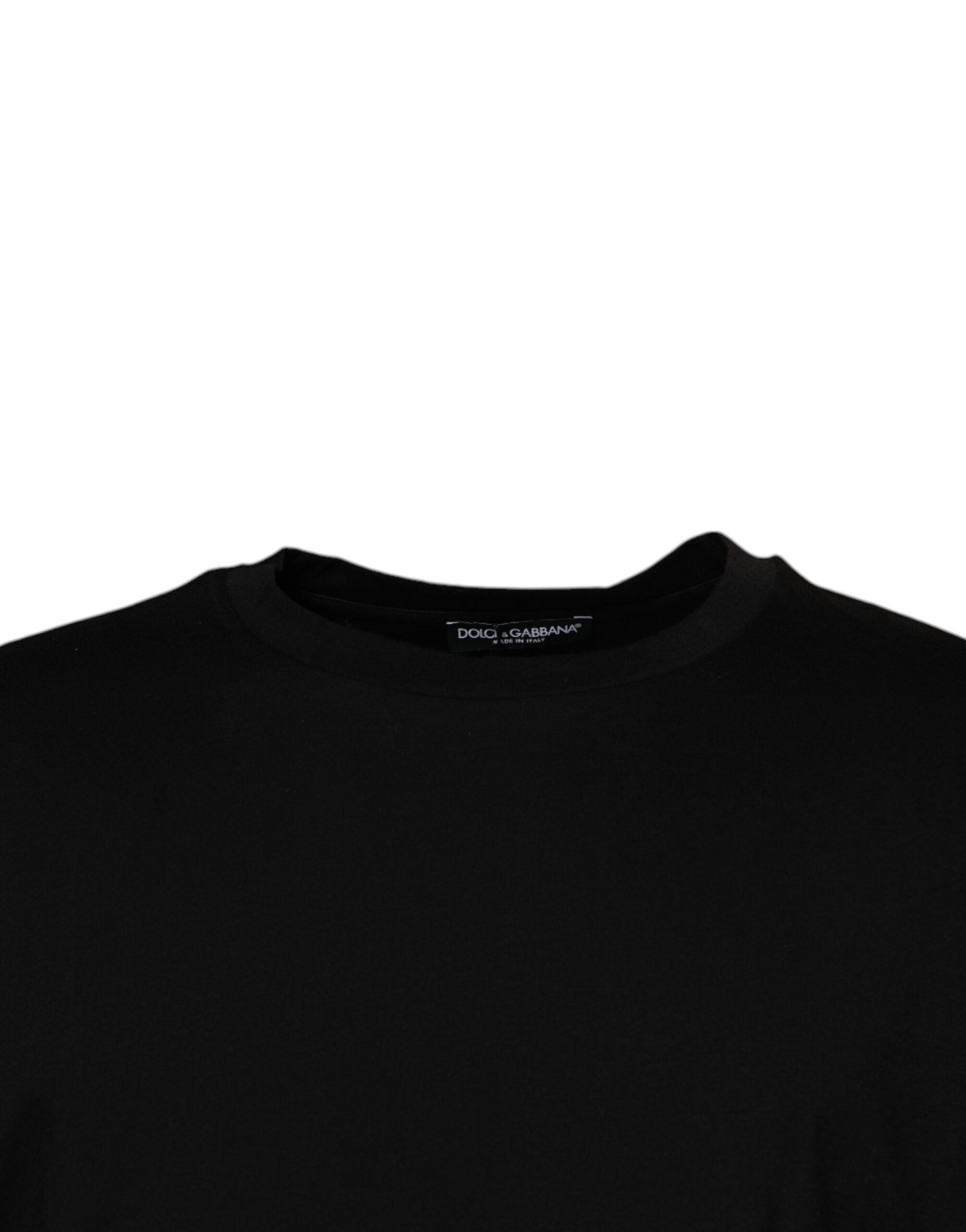 T-shirt noir à manches courtes et col rond de Dolce & Gabbana, tissu doux et style élégant pour homme.