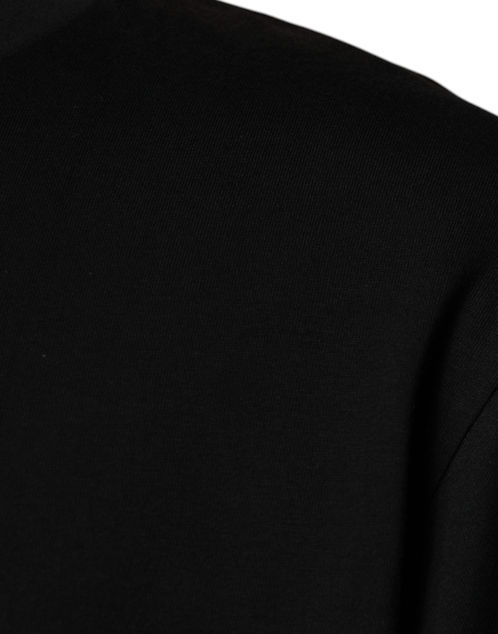 T-shirt noir Dolce & Gabbana à col rond à manches courtes, vue de face, en coton élégant.